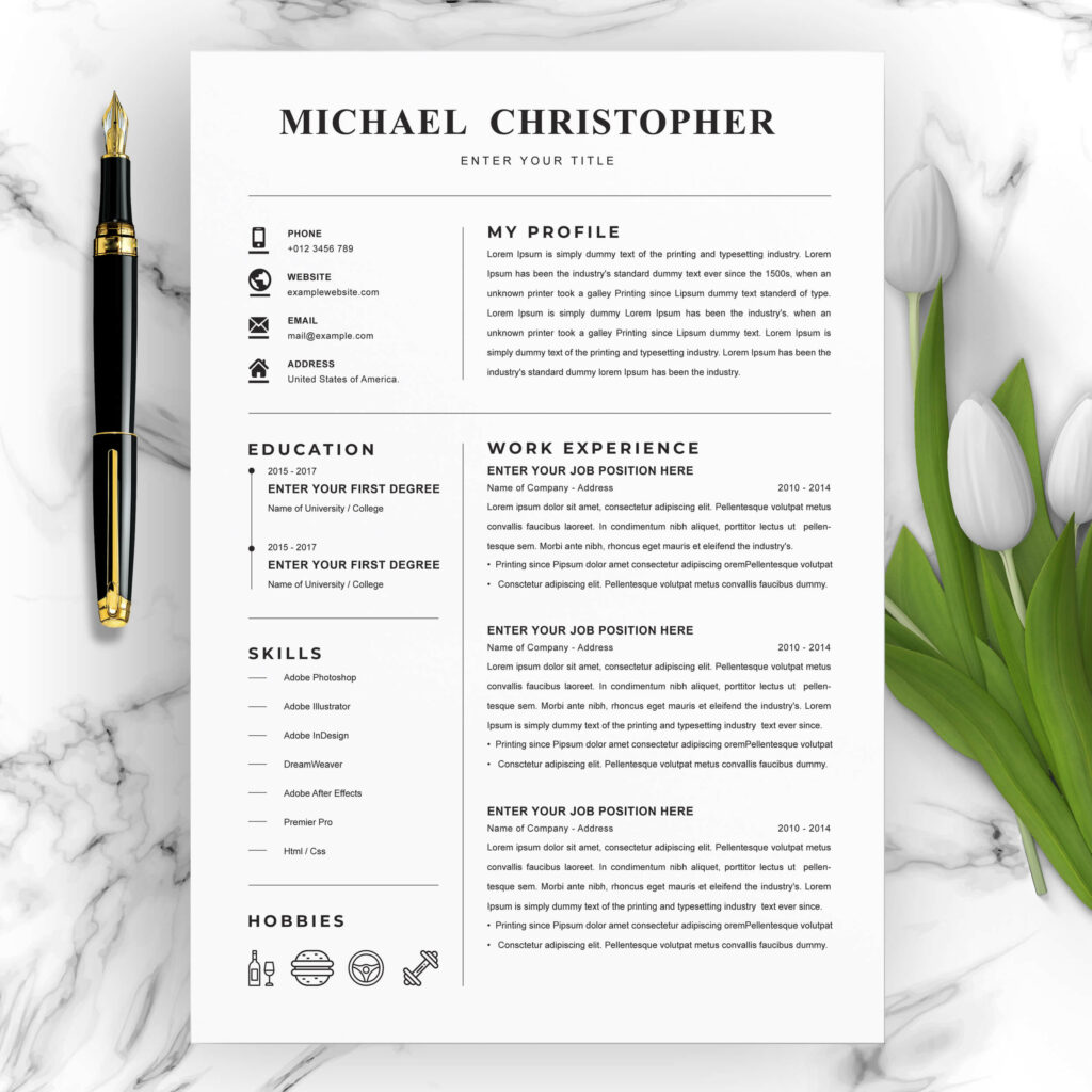 Simple Resume Template - MasterBundles