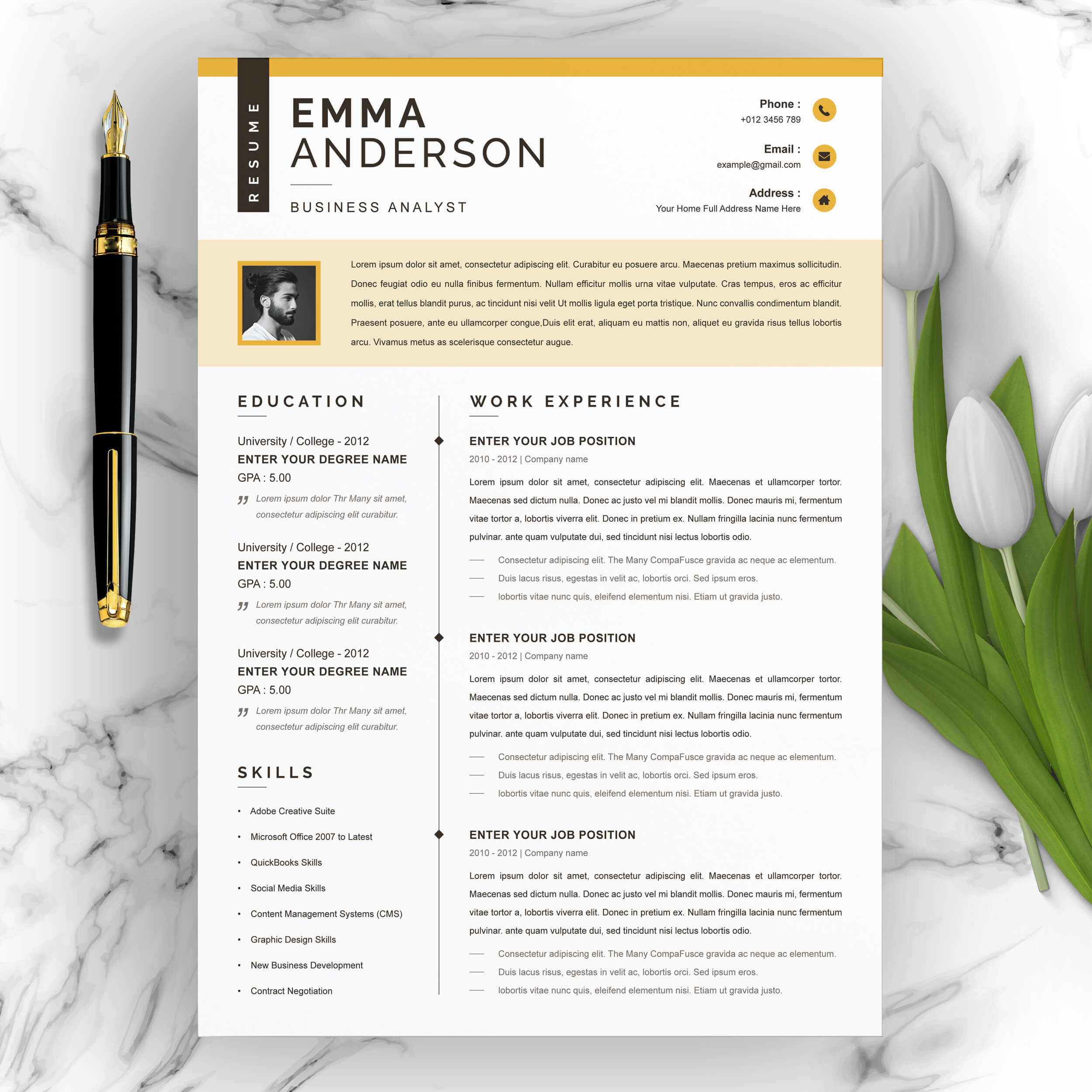 Business Analyst CV Template | Best Designer Resume Template cover image.