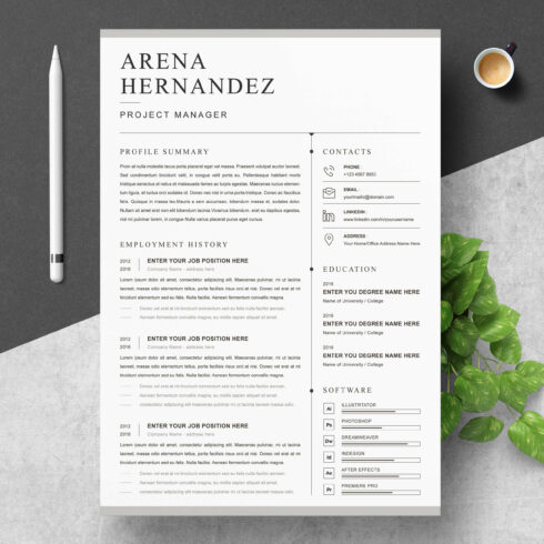 Project Manager Resume Template | Microsoft Word Resume Template cover image.