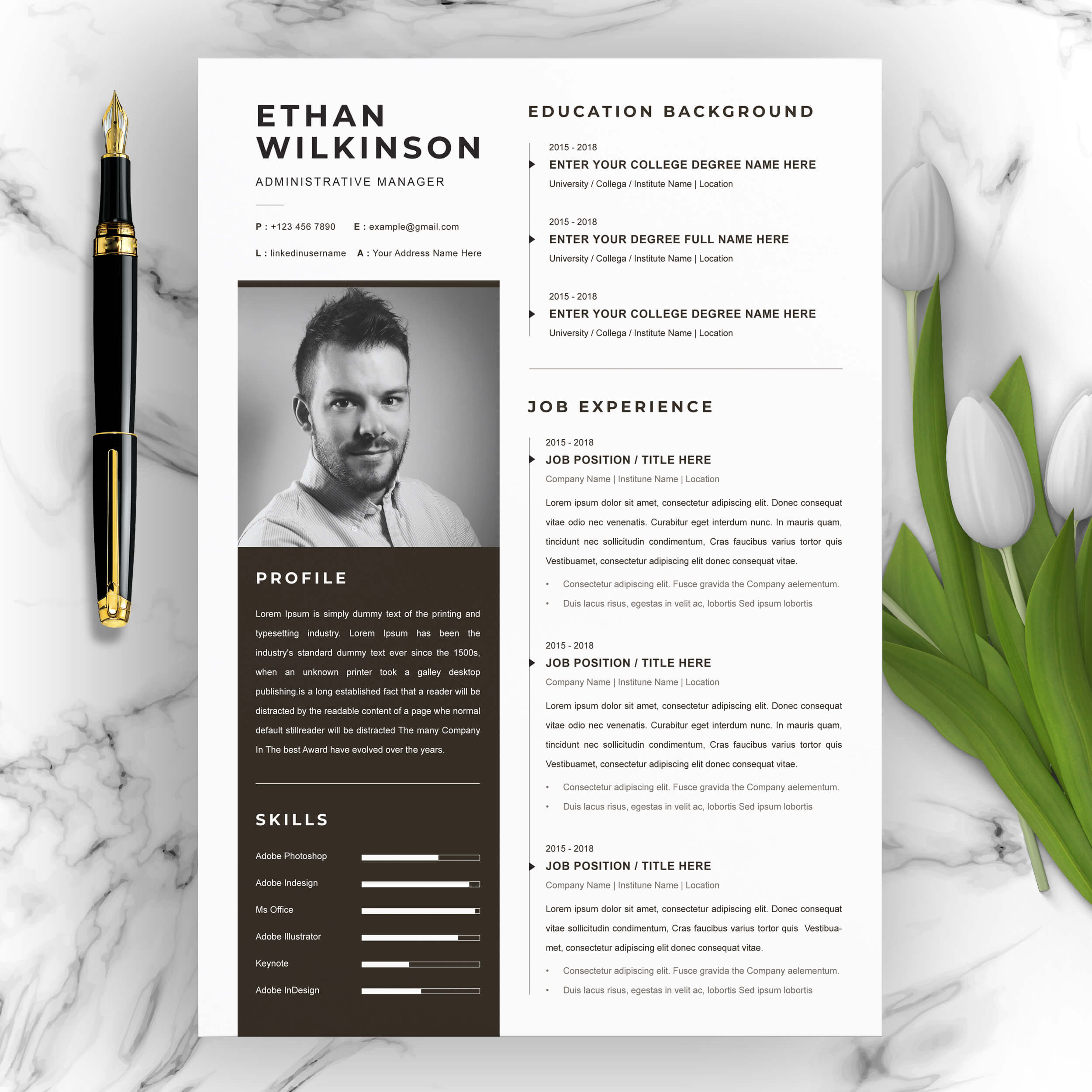 Administrative Manager CV Template | Best Minimal Resume Template cover image.