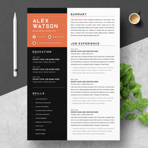 Business Analyst Resume Template | Classic Resume Template cover image.