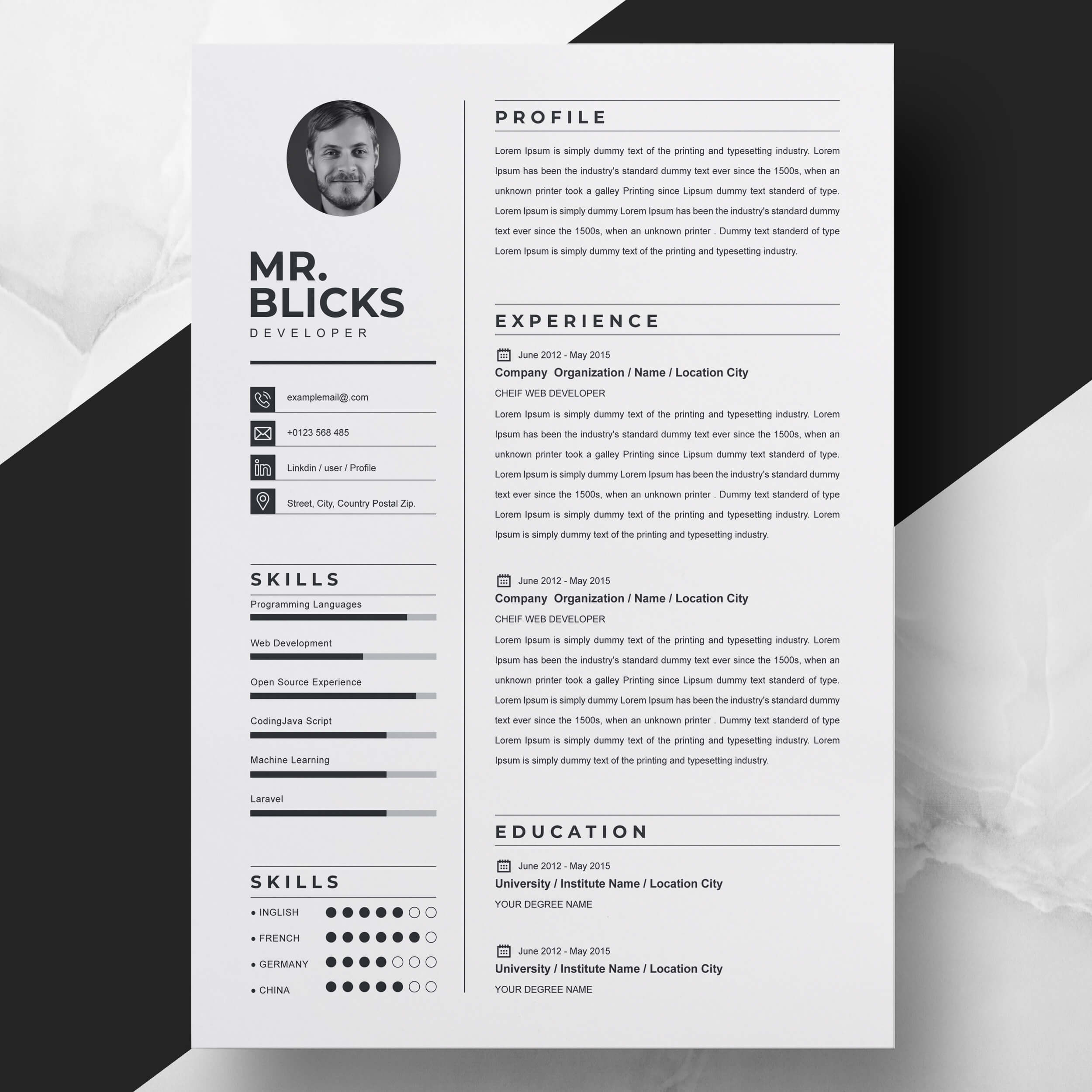 Developer Resume CV Template Design | Best Creative Timeline Resume Template cover image.