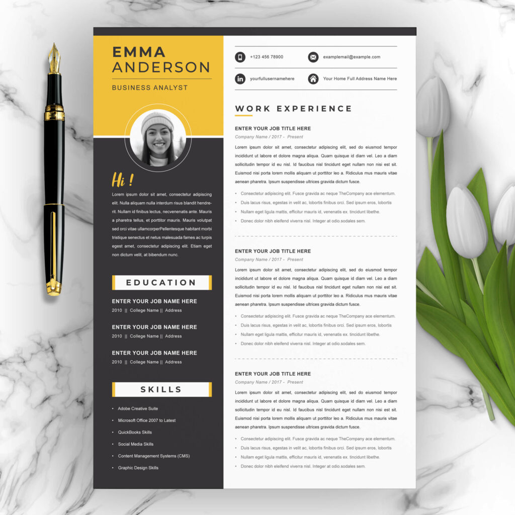 Business Analyst Creative Resume & CV Template | Modern Resume Template ...