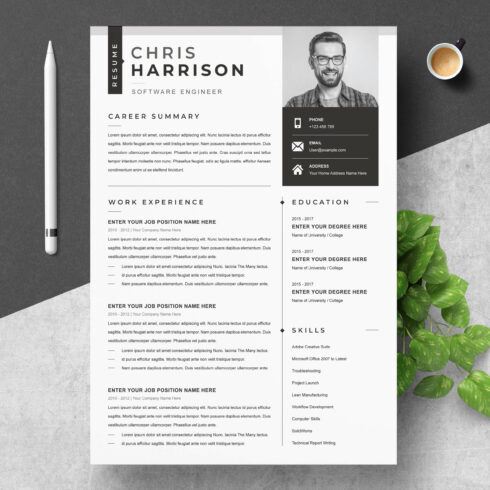 Software Engineer CV Template | Modern Resume Free Template cover image.