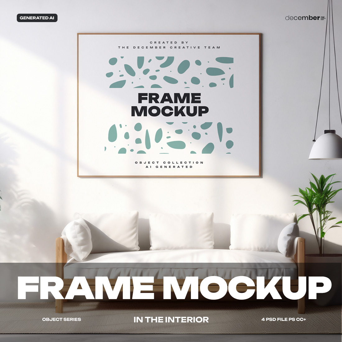 4 Mockups of Frames in the Interior AI Generated cover image.
