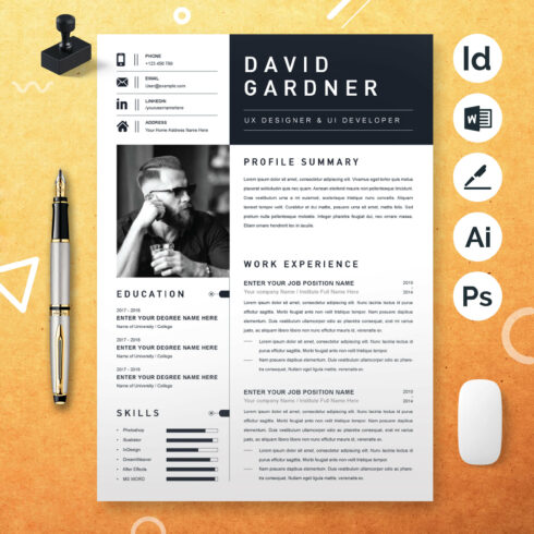 UX Designer & UI Developer CV Template | Resume Template cover image.