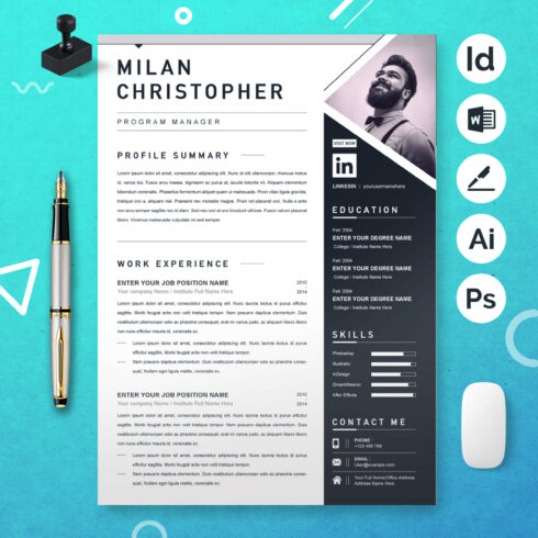 Program Manager Resume Template | Classic Resume & CV Template cover image.
