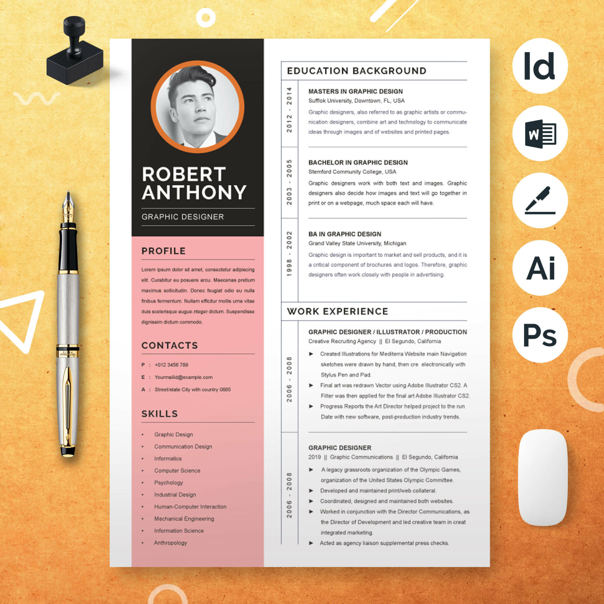 Professional Graphic Designer Resume Template Word Resume Template