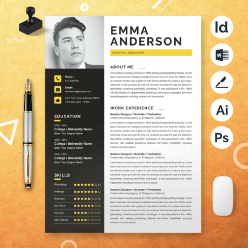 Graphic Design Resume Template | Creative Professional Resume Template cover image.