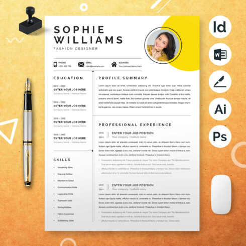 Fashion Designer Resume & CV Template | Word Resume Template cover image.