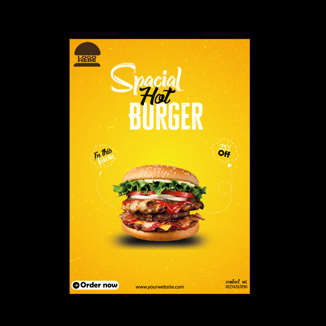 Burger social media flyer design preview image.