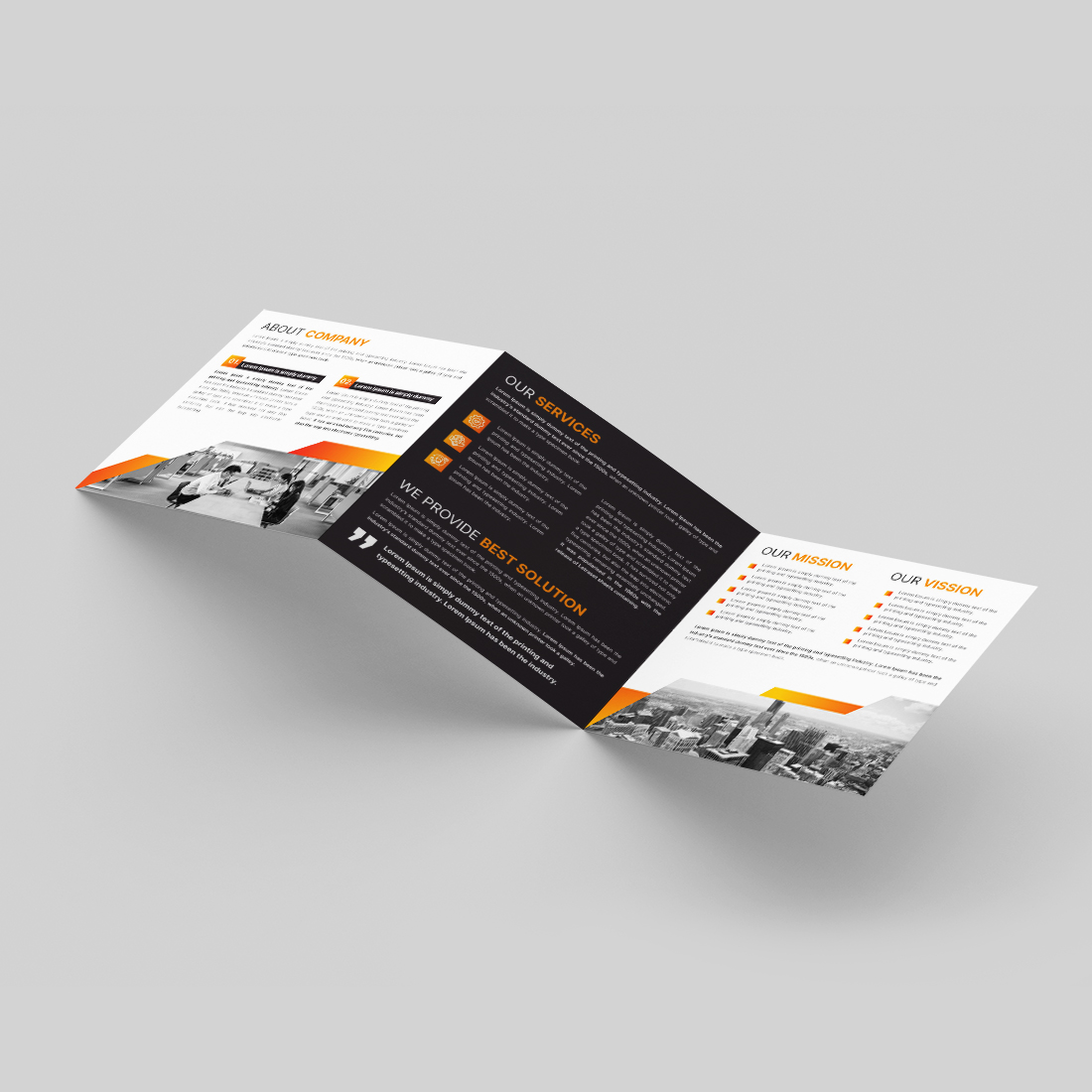 Minimal Trifold Square Brochure Template Design preview image.