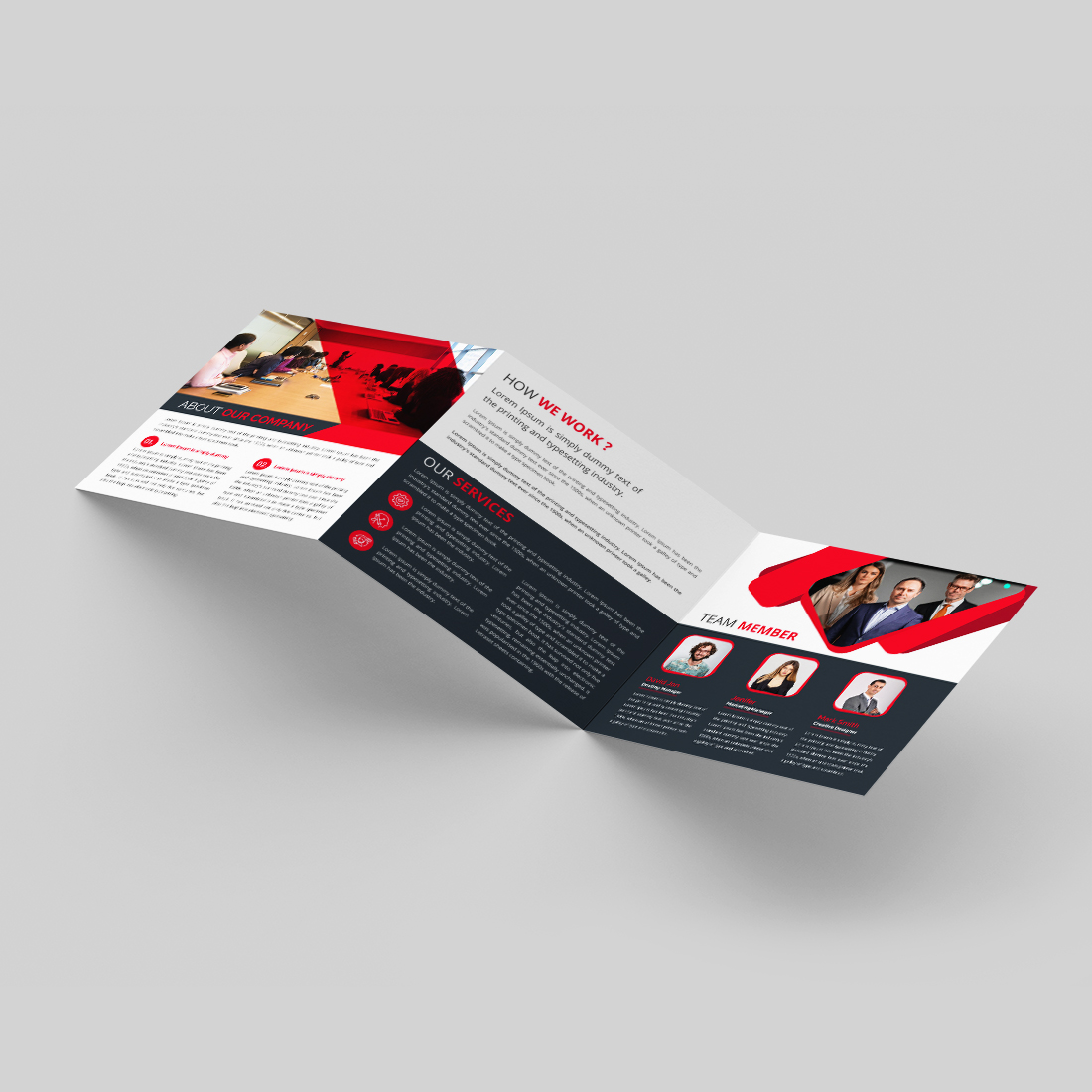 Trifold Square Brochure Template Design preview image.