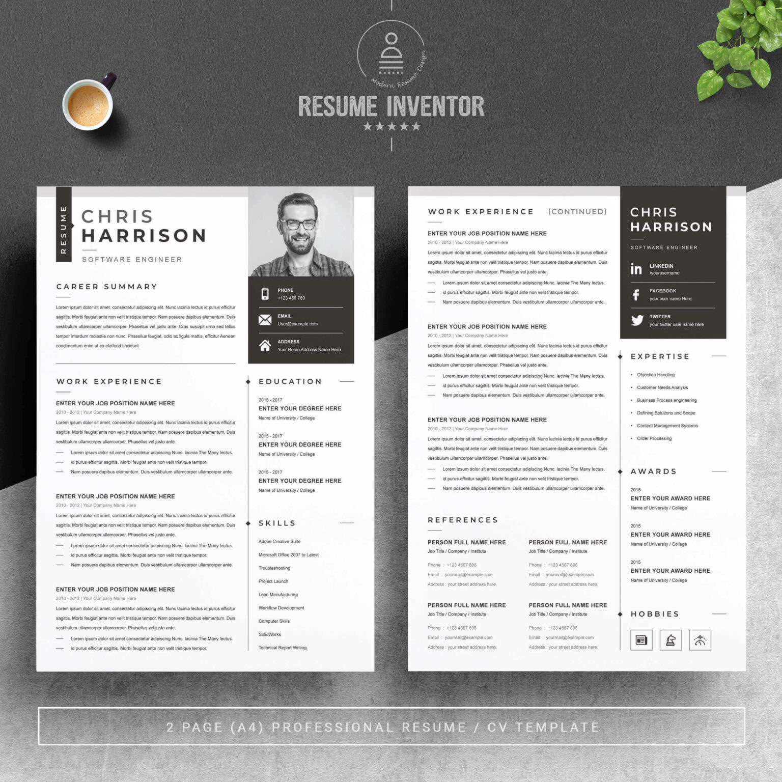 Software Engineer CV Template | Modern Resume Free Template - MasterBundles