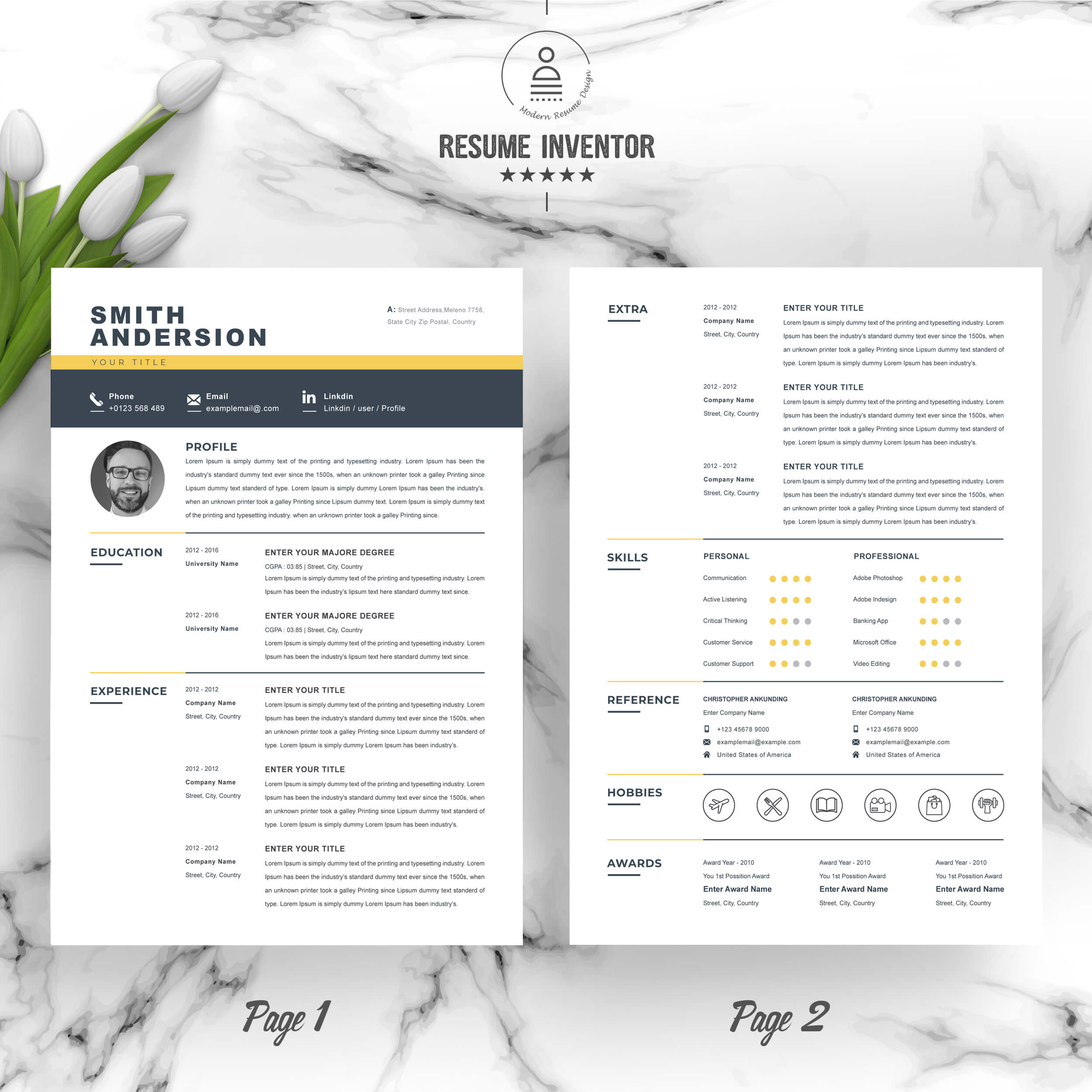 Minimalist Resume Template | Word Resume Template | Simple Resume Template preview image.