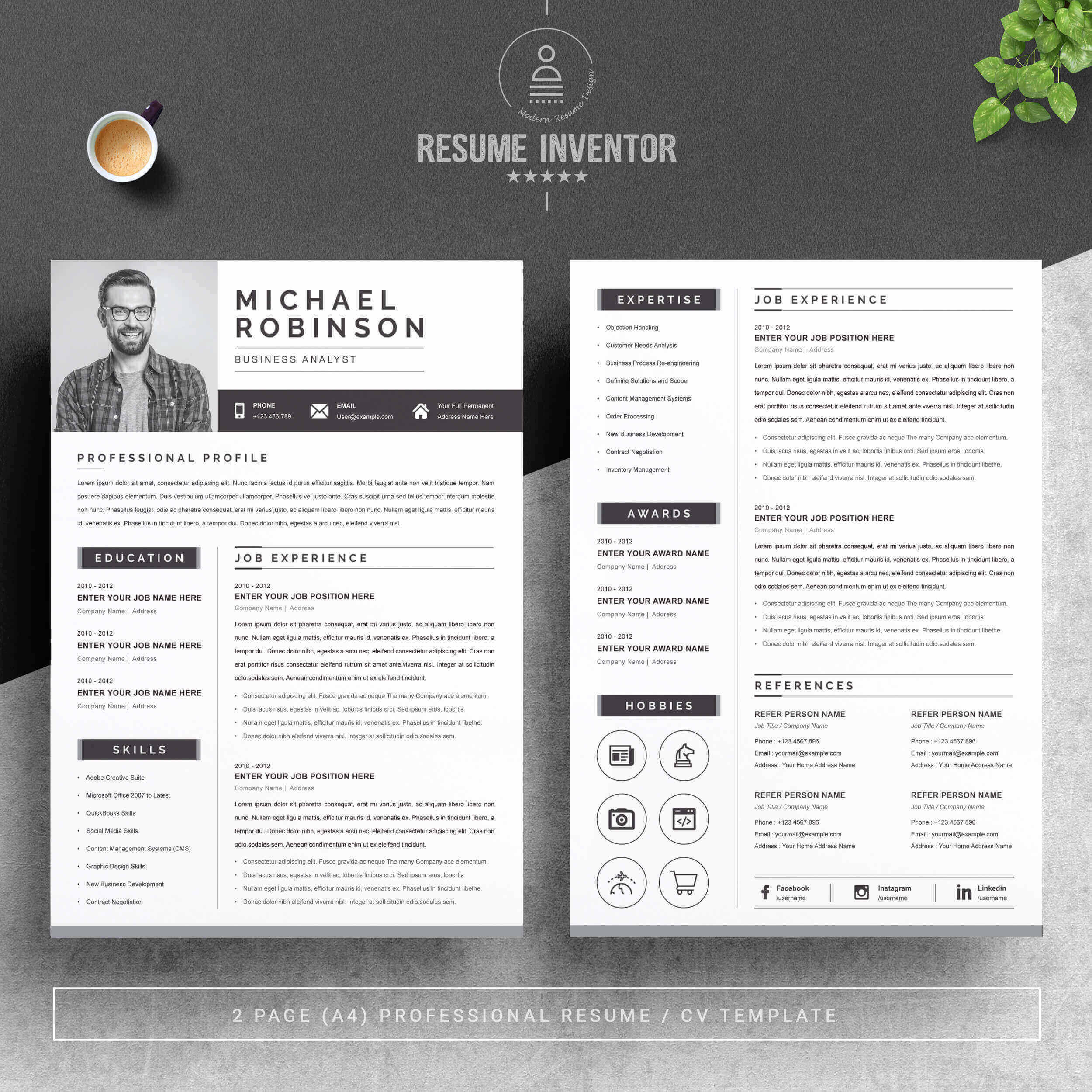 Professional Resume Template | Microsoft Word Resume Template preview image.