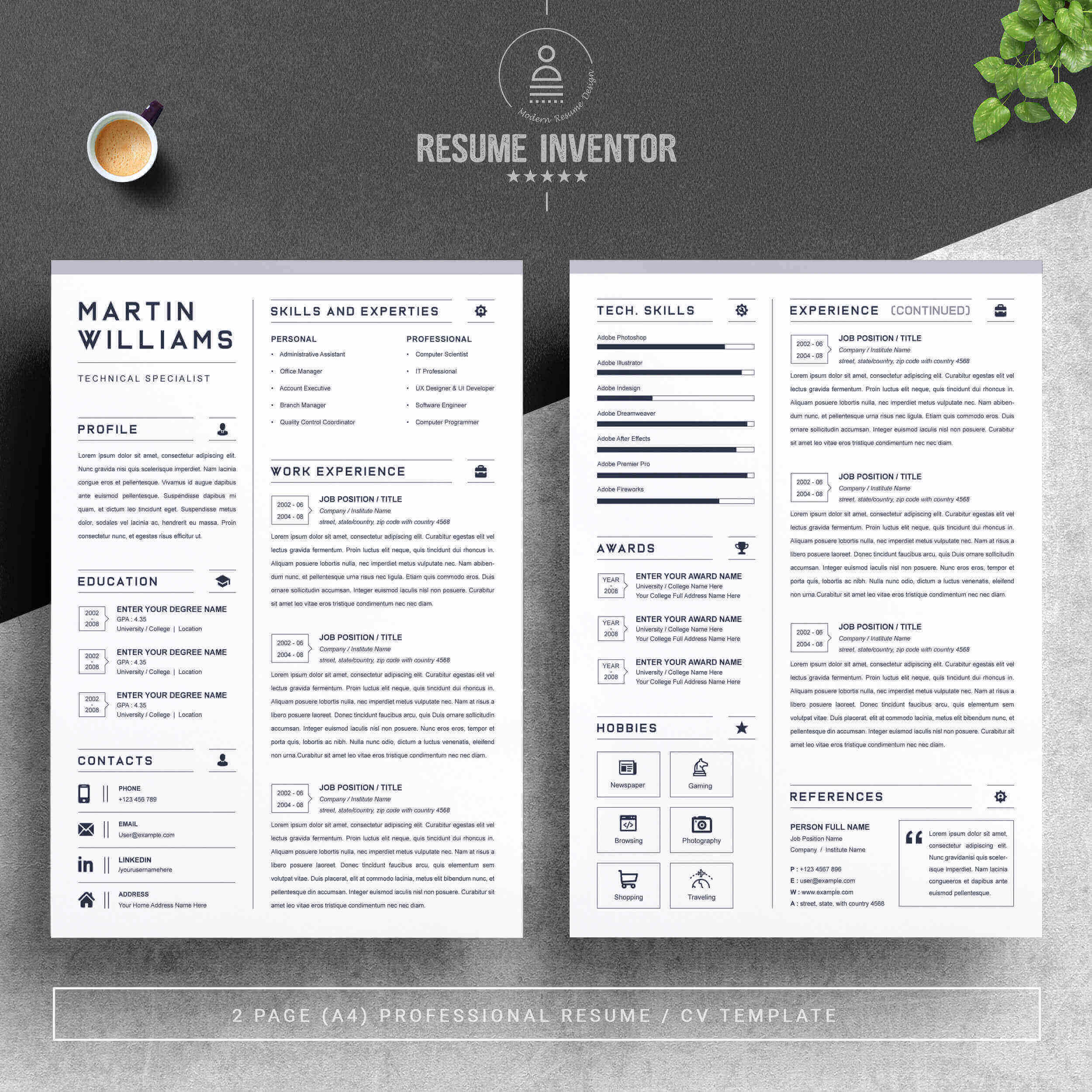 Technical Specialist CV & Resume Template Design | Best Designer Resume Template preview image.
