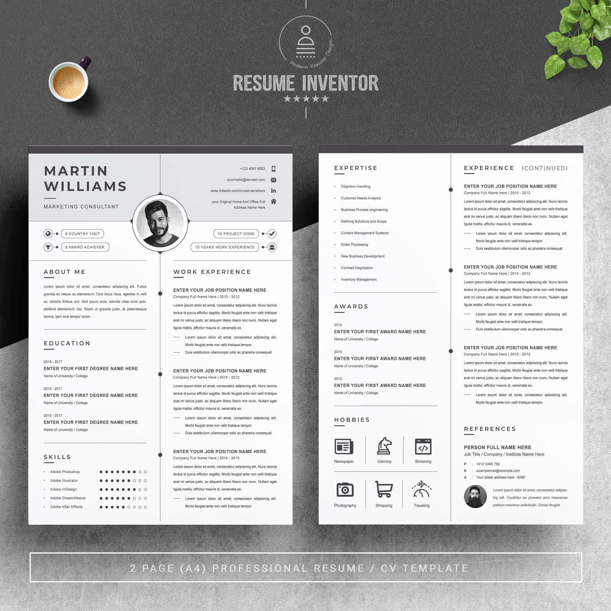 Business Minimalist Resume Template | Modern Resume Template preview image.