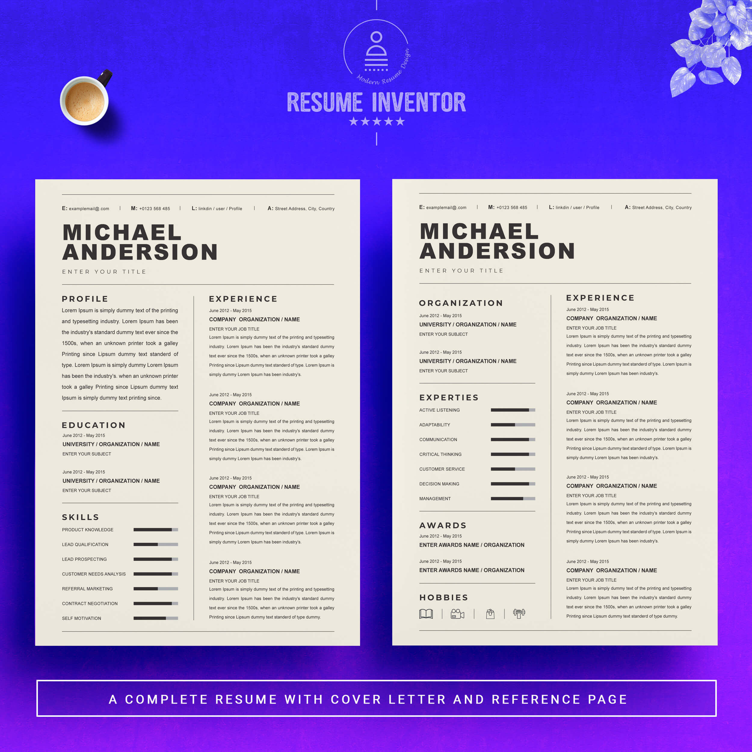 Clean Professional Resume Template | Premium Word Resume Template preview image.