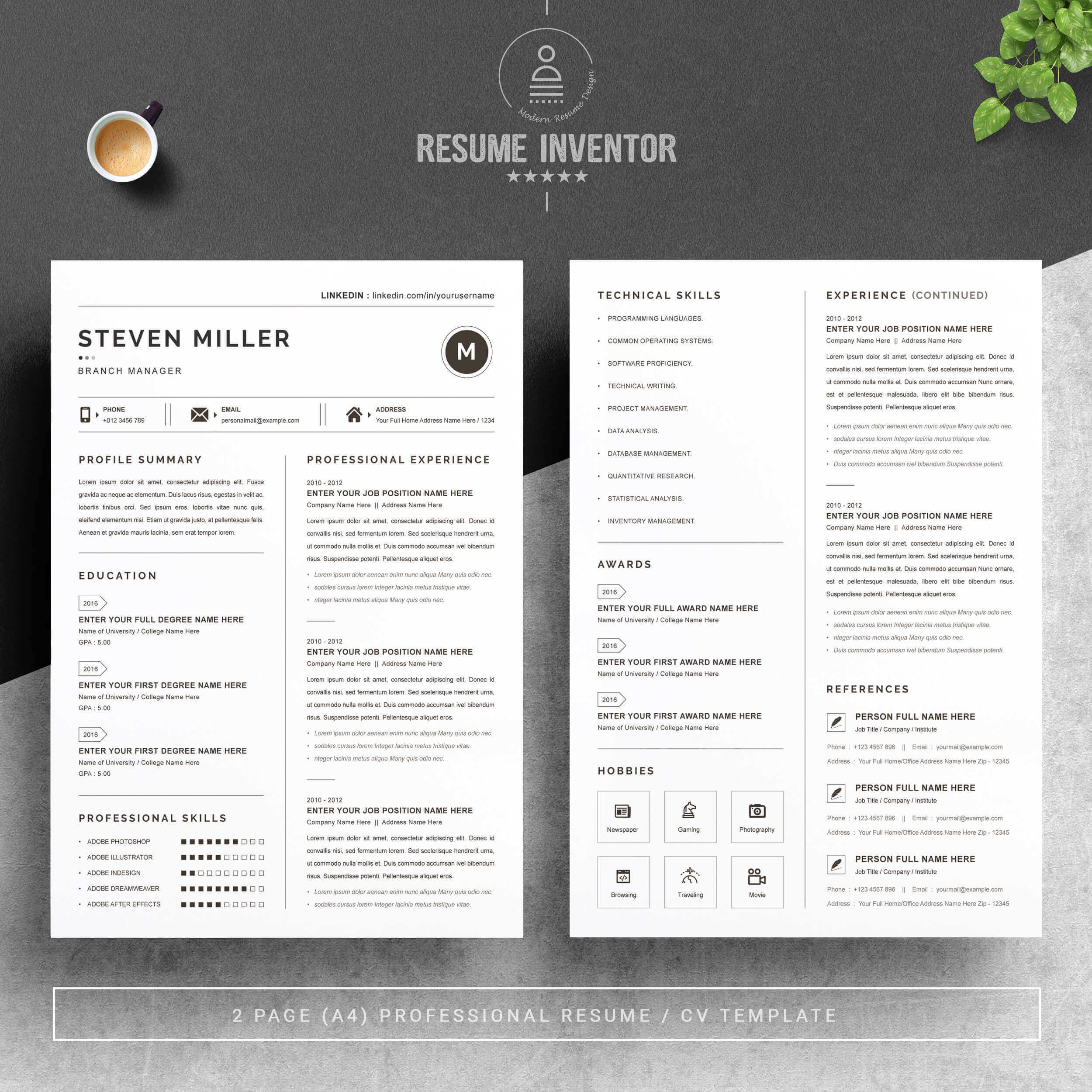 Branch Manager Resume Template | Modern CV Template preview image.