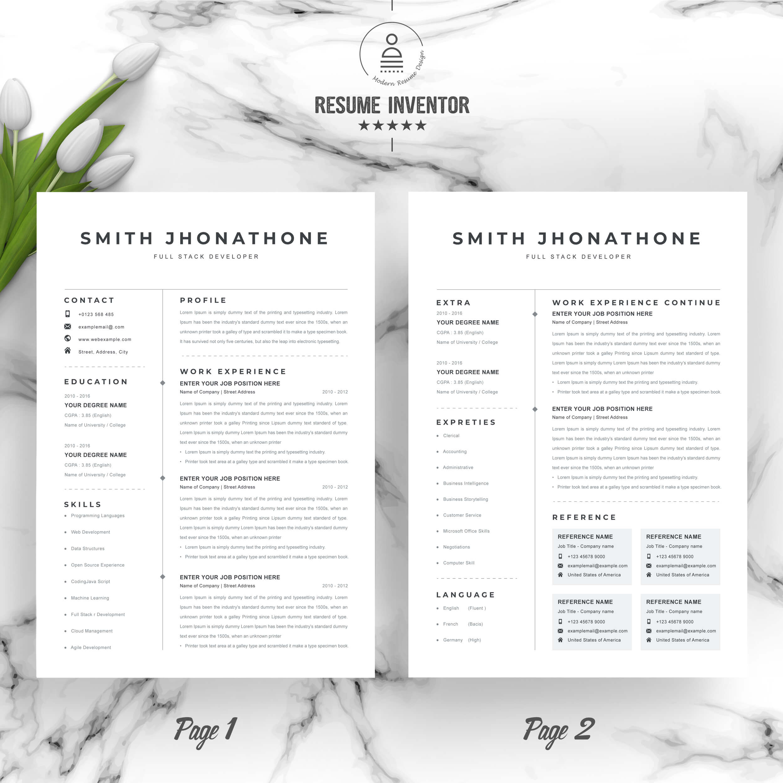 Clean and Elegant Resume Template for Creative Professionals in Design, Advertising, and Media Industries preview image.