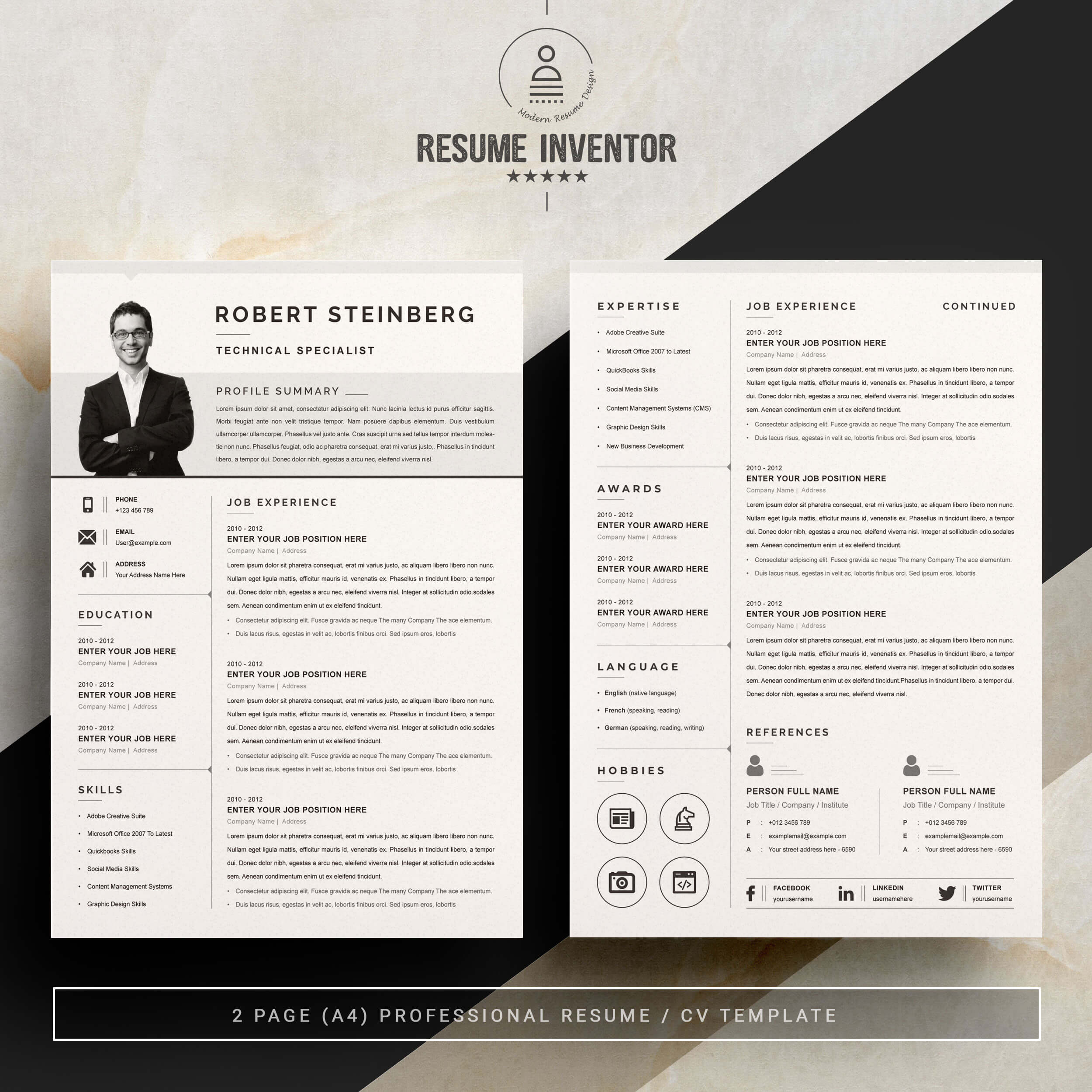 Technical Specialist Resume Template Design | Modern Resume & CV Template preview image.
