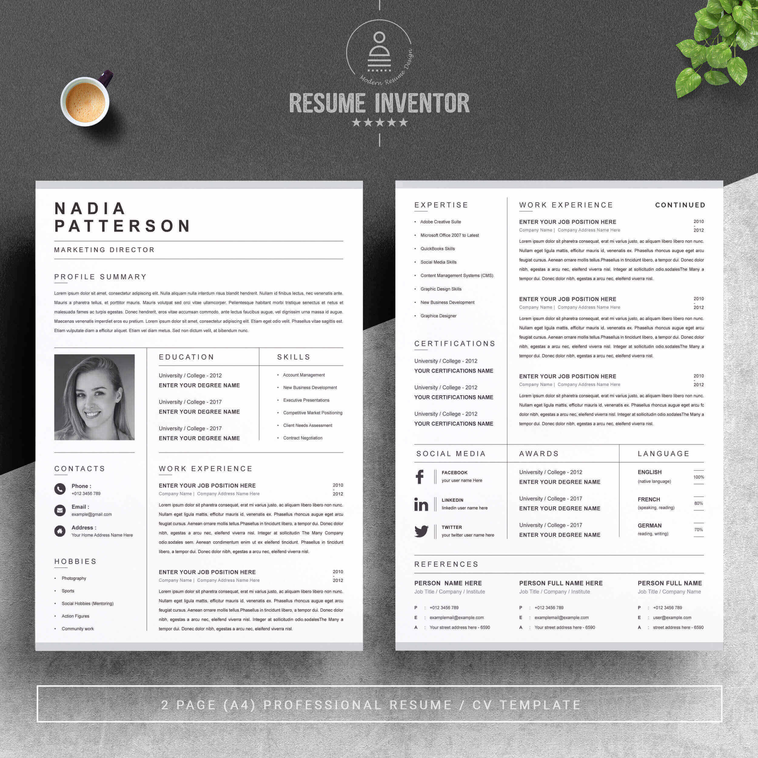 Marketing Director CV Template | Professional Resume | CV Template preview image.