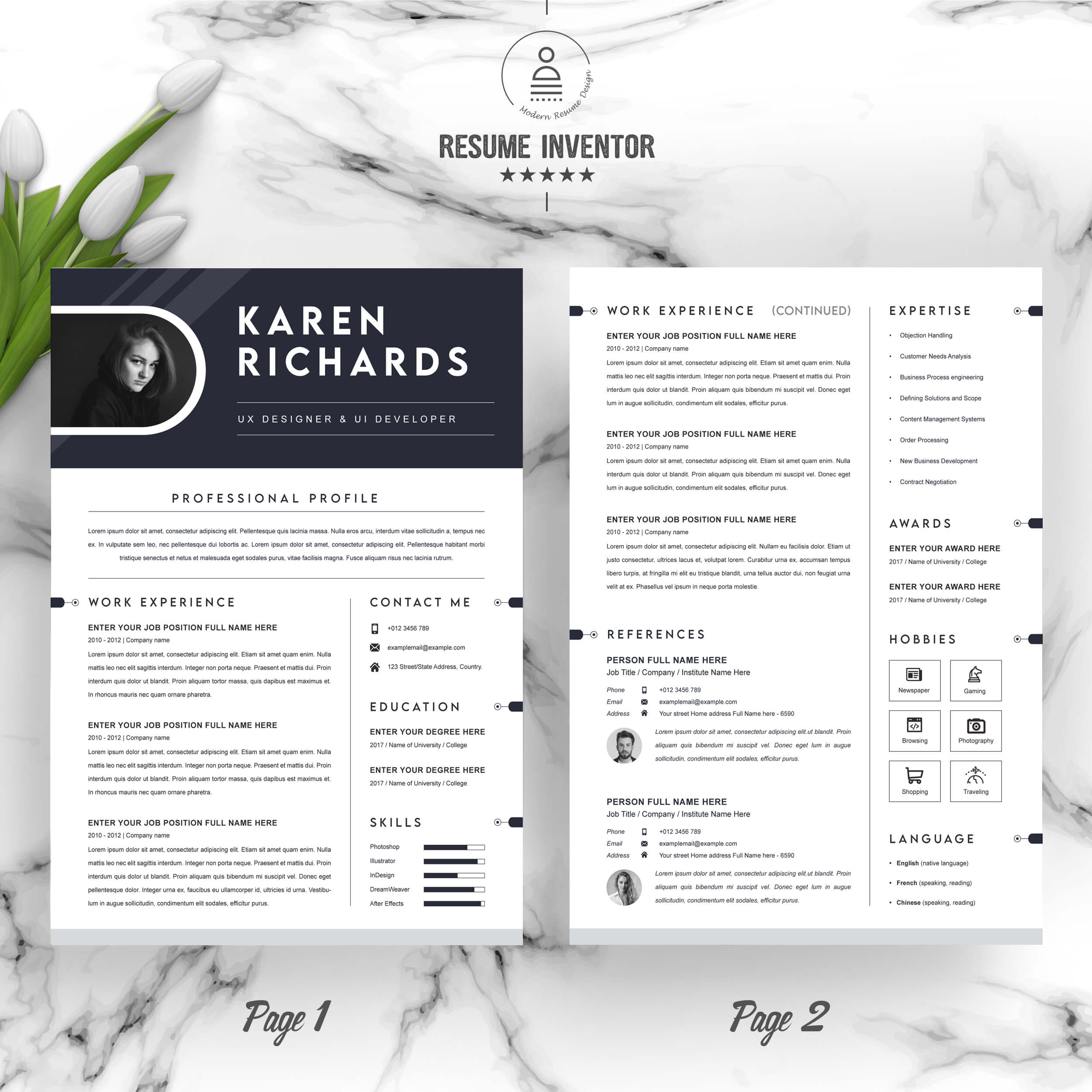 Professional and Clean Resume Template | Resume Word Template preview image.