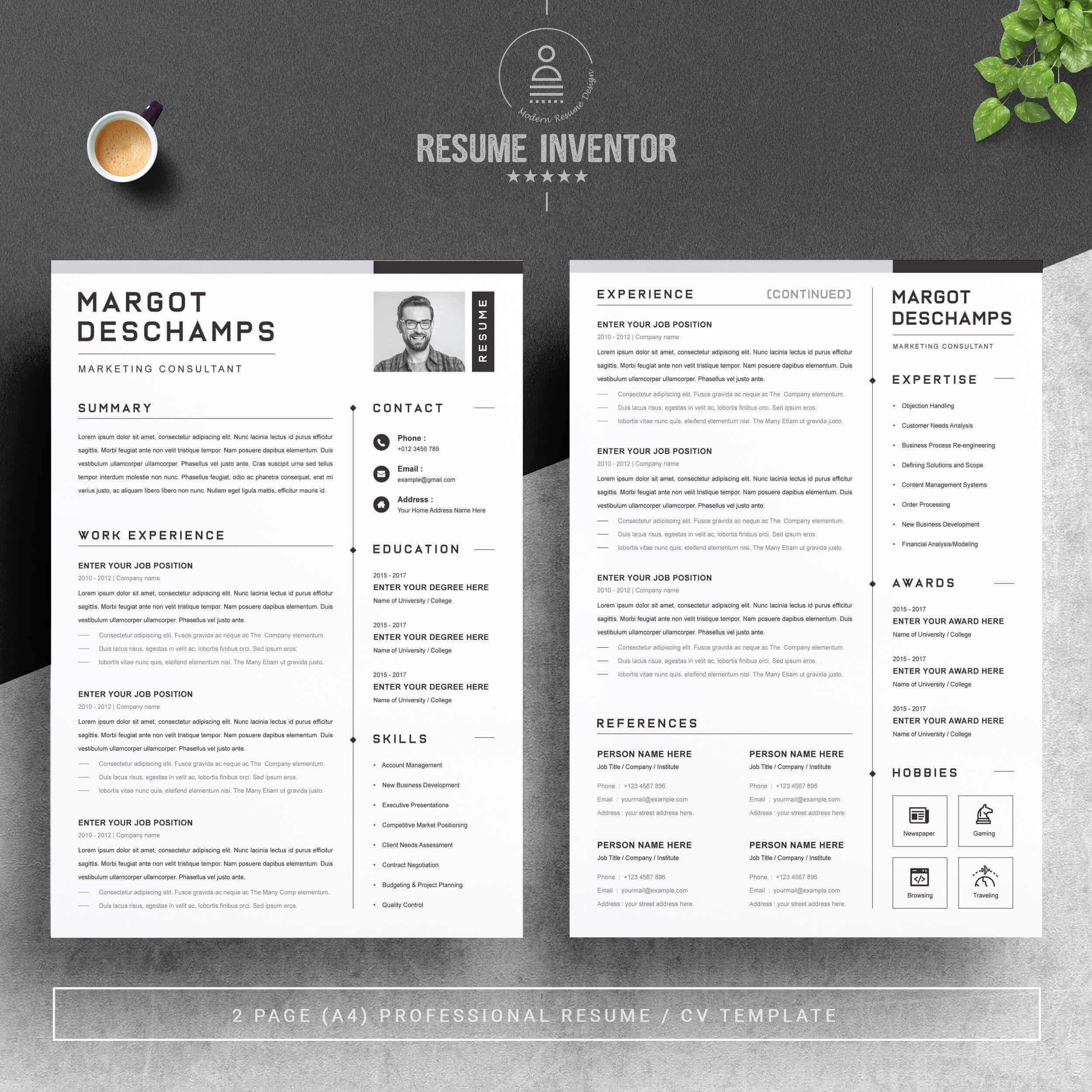 Marketing Consultant Resume Template | CV Template preview image.
