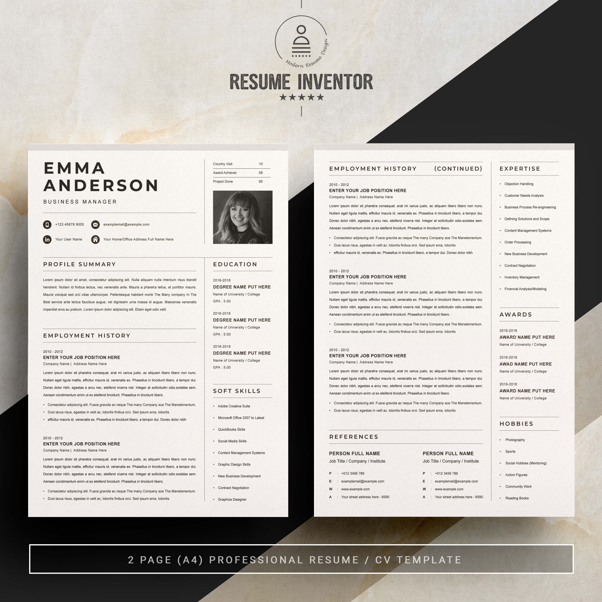 Business Manager Resume Template | Simple Resume Template AI Format preview image.