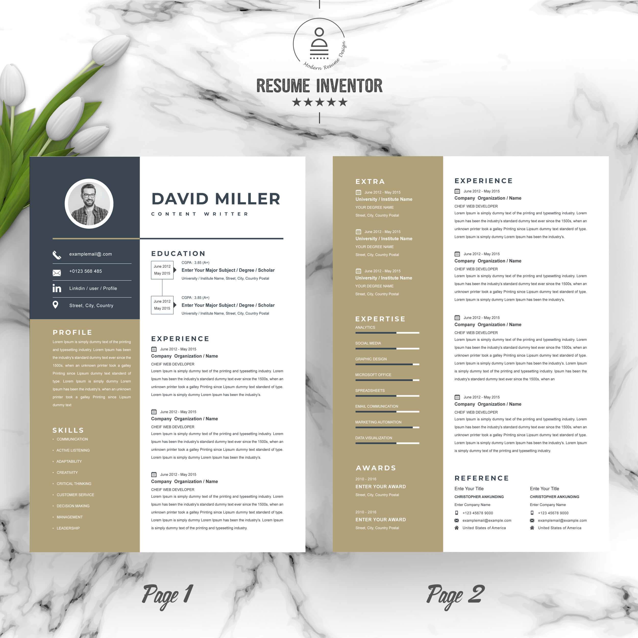Content Writer Creative Professional Resume Template | CV Template 2023 preview image.