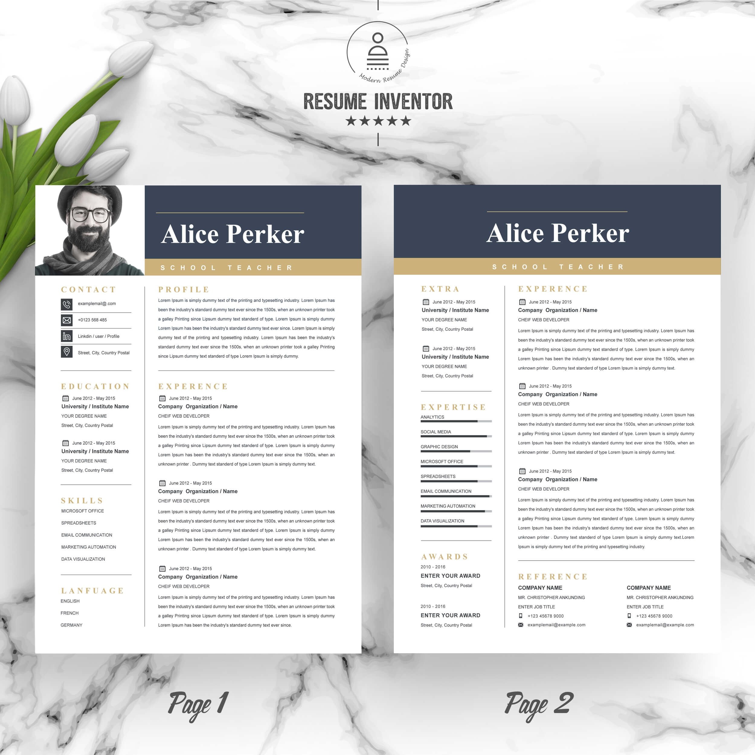 School Teacher Resume Template | CV Template | Professional CV Template preview image.