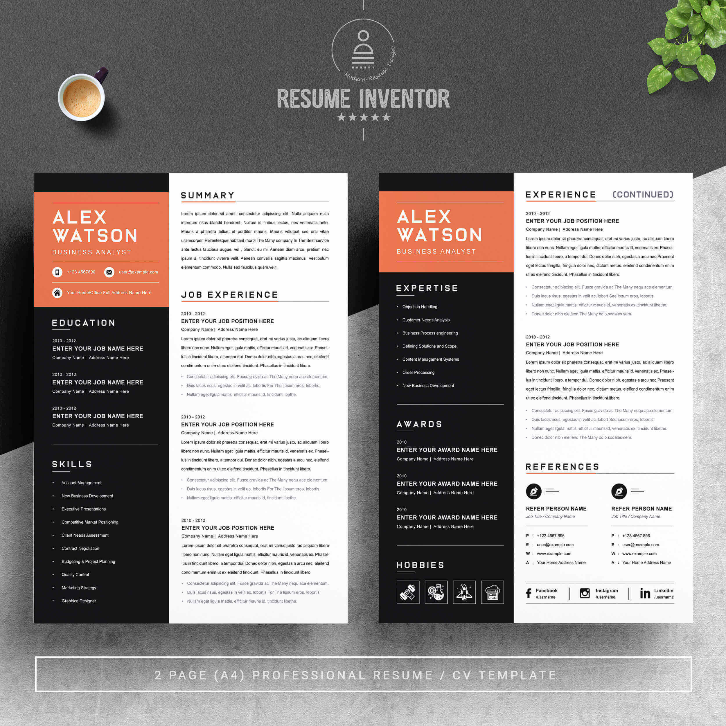 Business Analyst Resume Template | Classic Resume Template preview image.