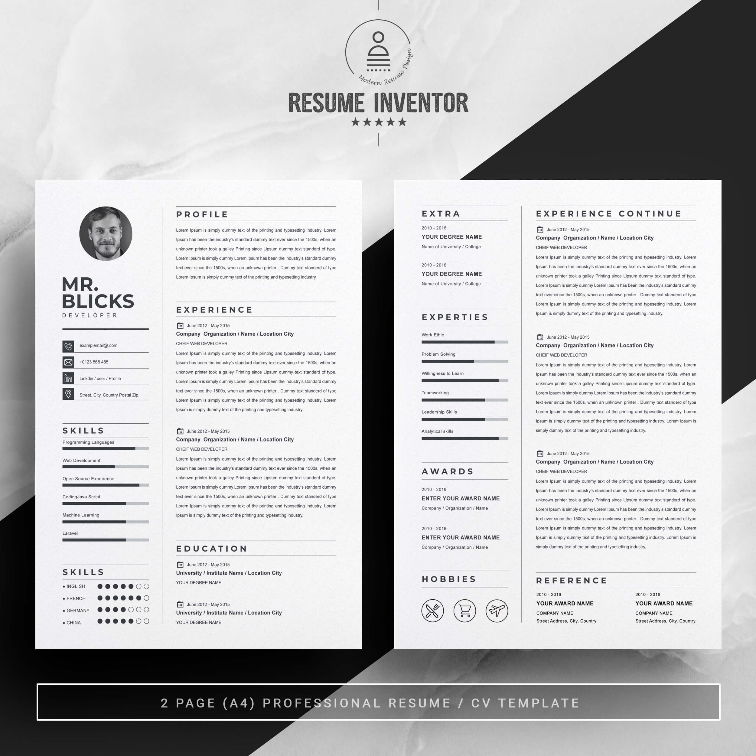 Developer Resume CV Template Design | Best Creative Timeline Resume Template preview image.
