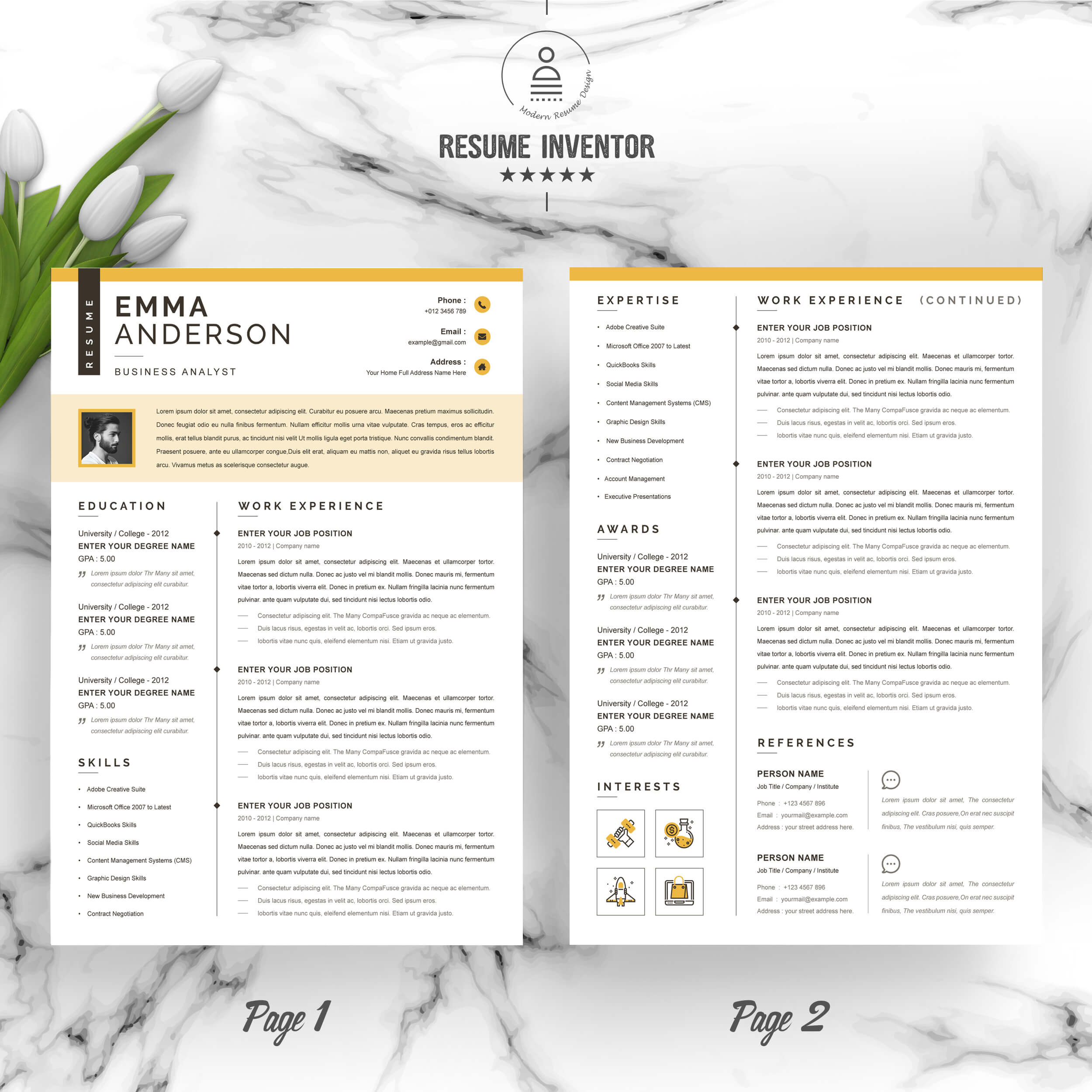 Business Analyst CV Template | Best Designer Resume Template preview image.