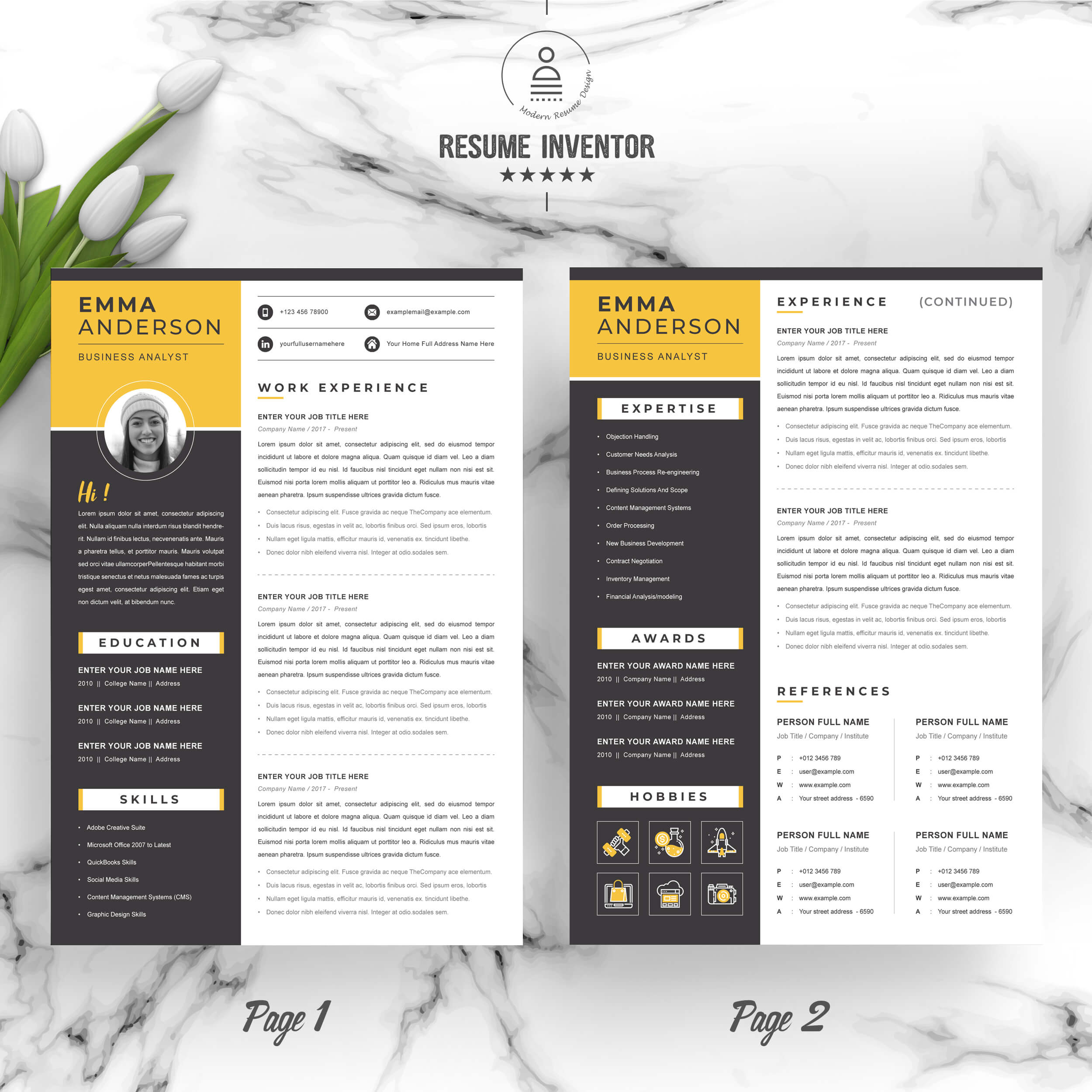 Business Analyst Creative Resume & CV Template | Modern Resume Template preview image.