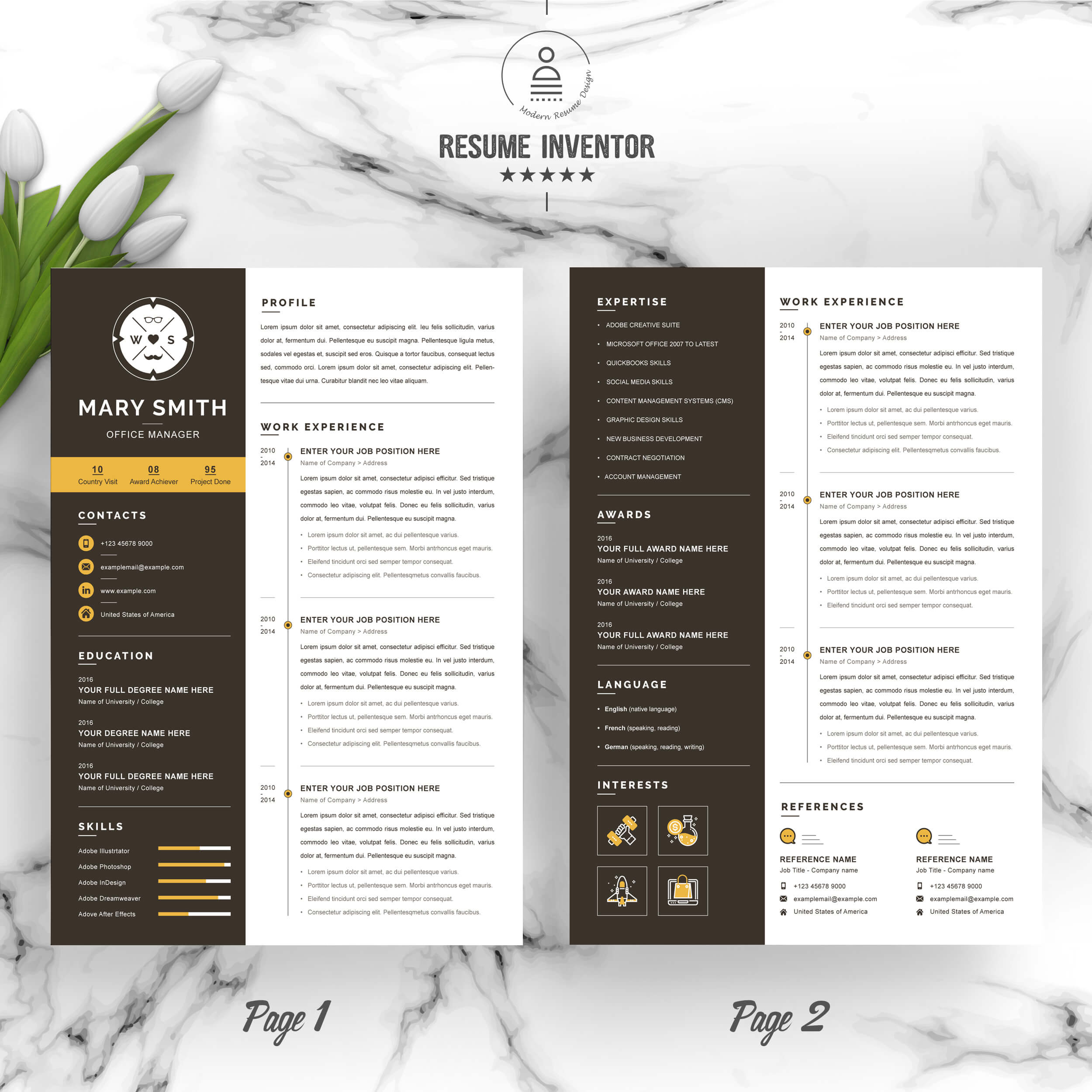 Office Manager Resume Template | Modern Resume Template | CV preview image.