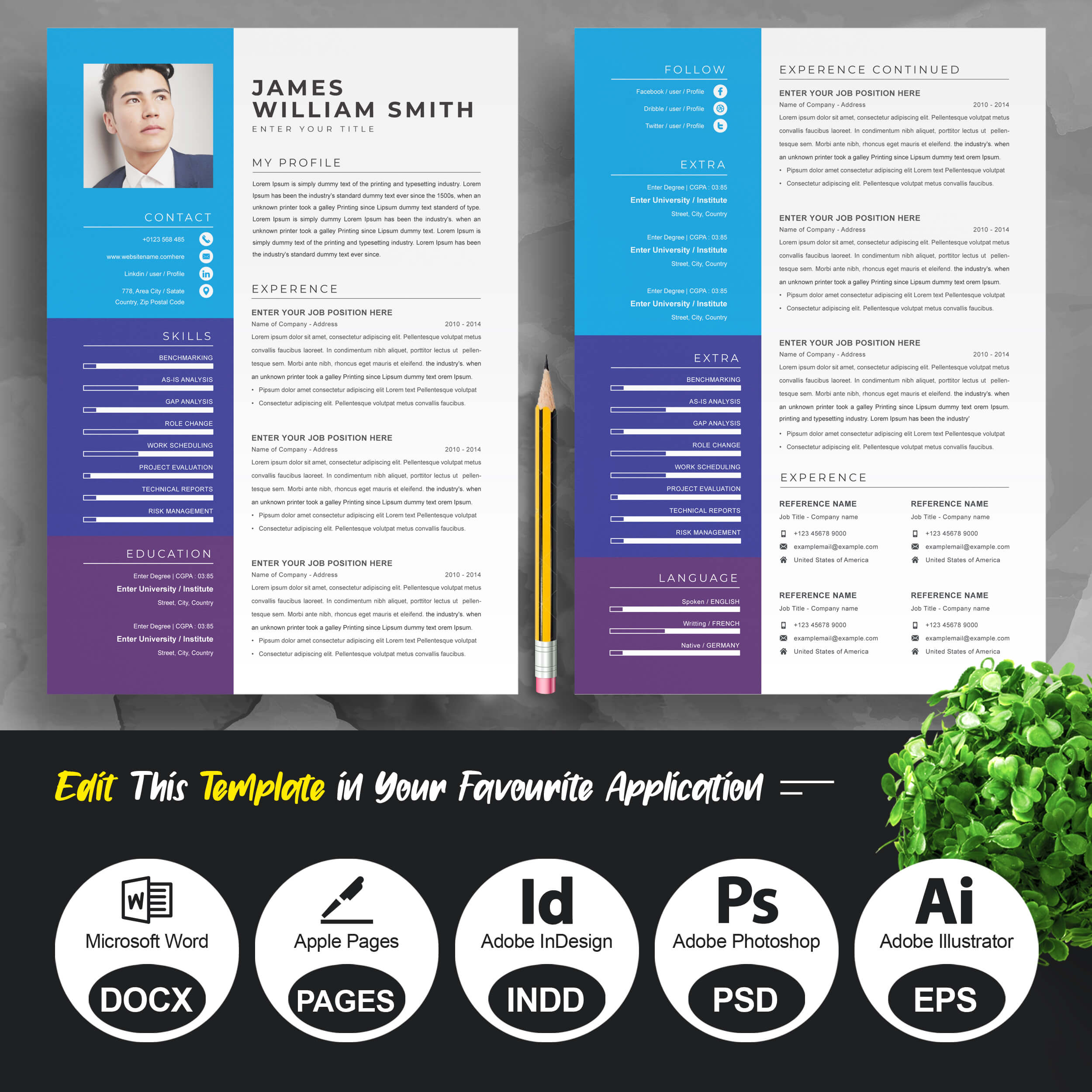 Creative InDesign Resume Template | Minimal Resume Template preview image.