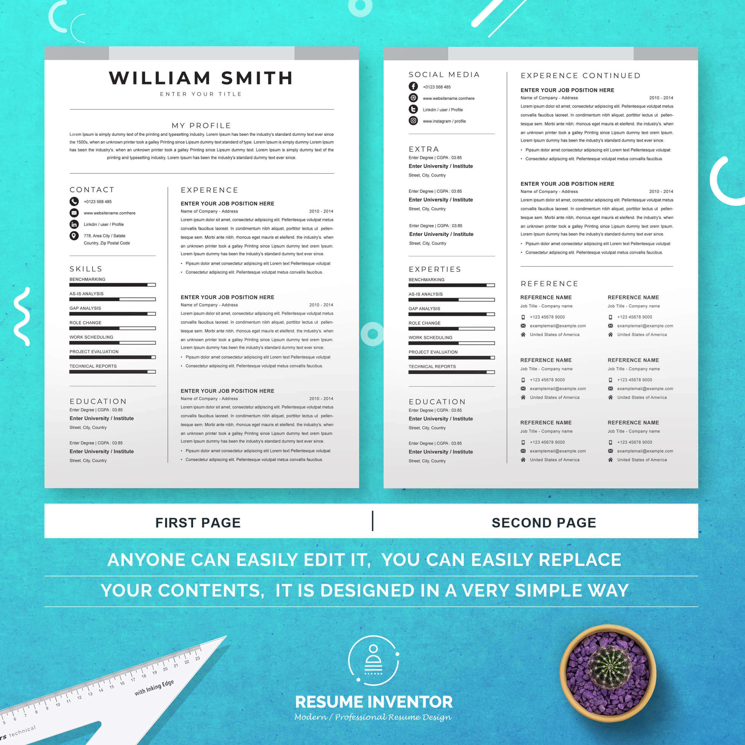 Modern Resume Template | Resume Template With Cover Letter preview image.