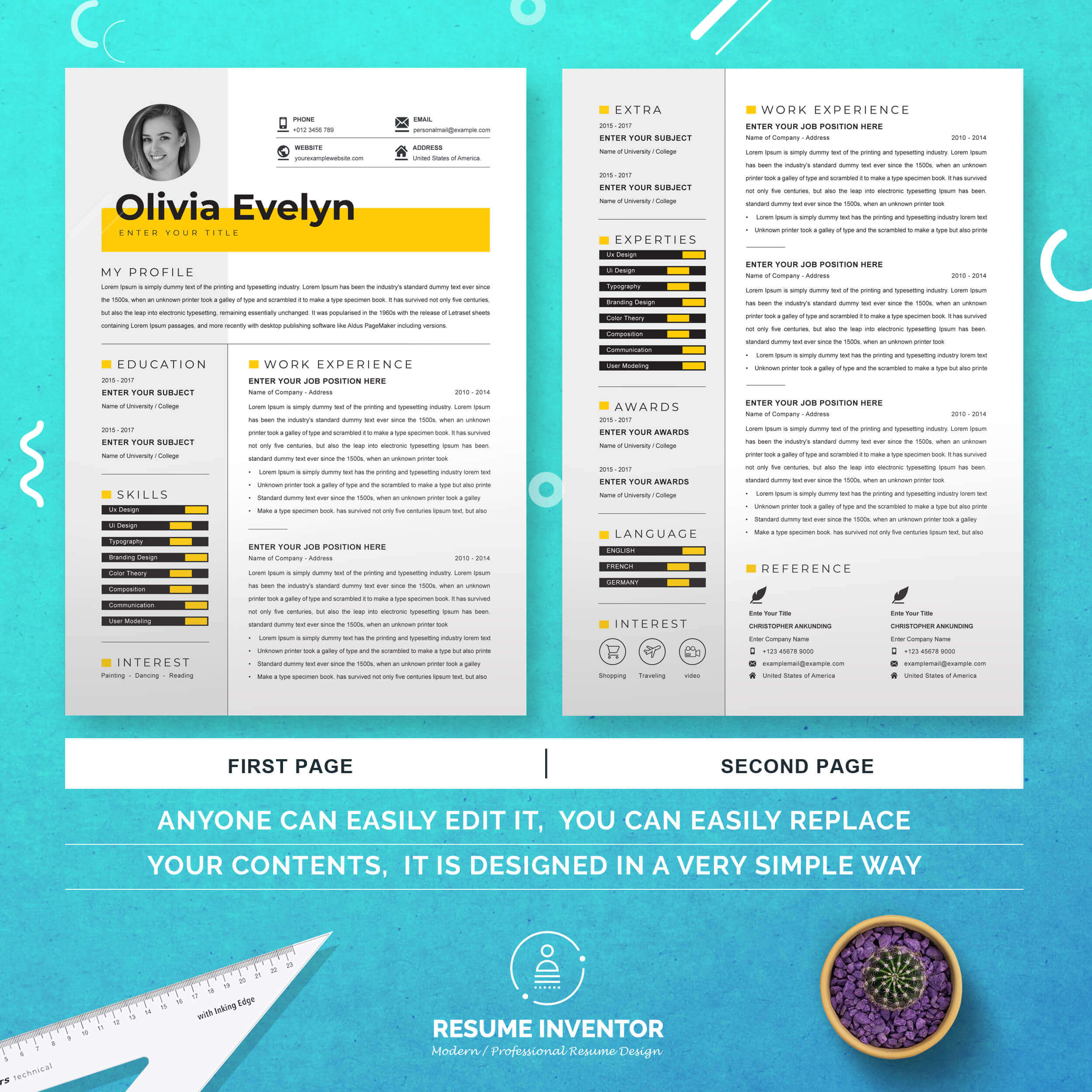 Professional Resume Template for Web designers | CV Template preview image.