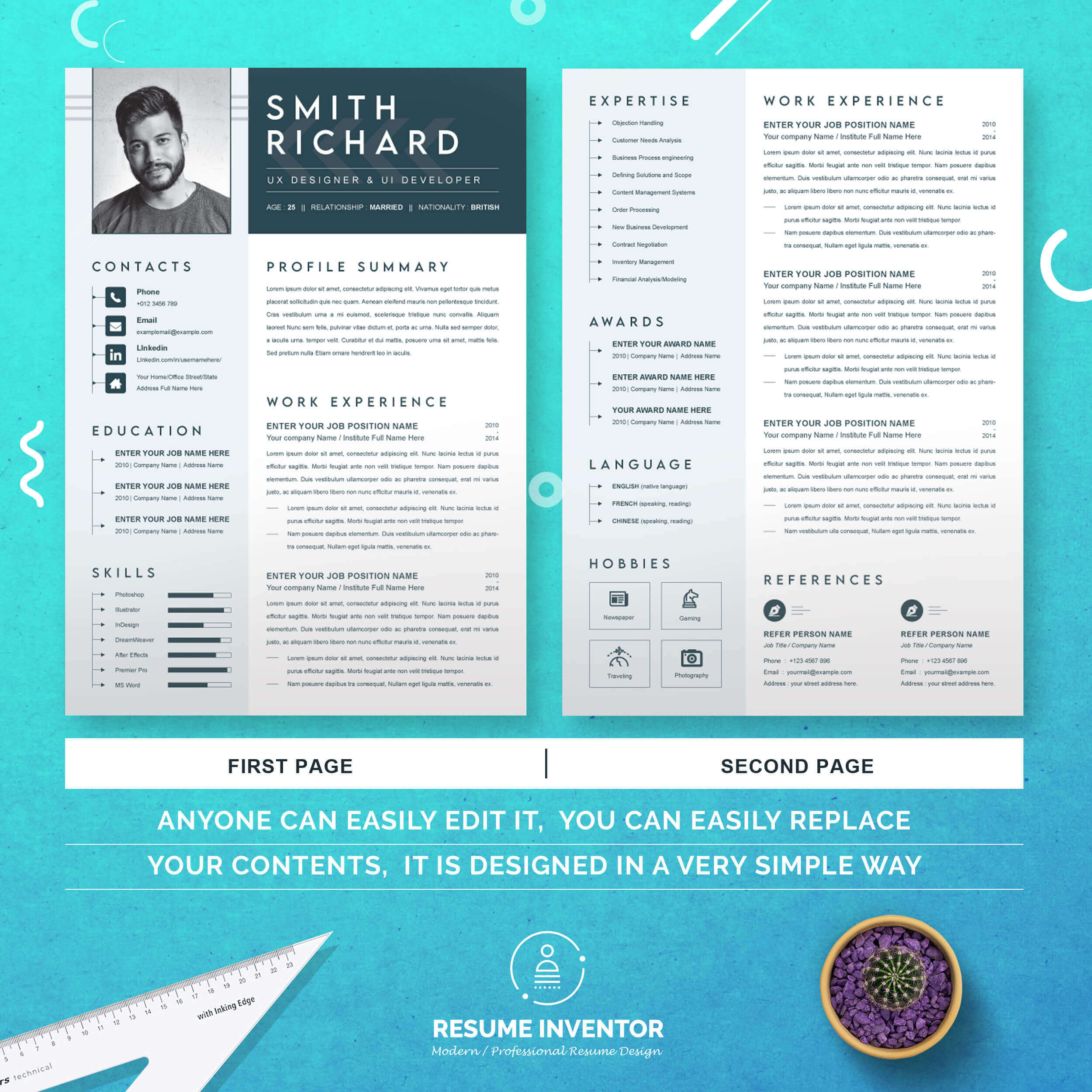 Printable Resume Template | Best Minimal Resume Template preview image.