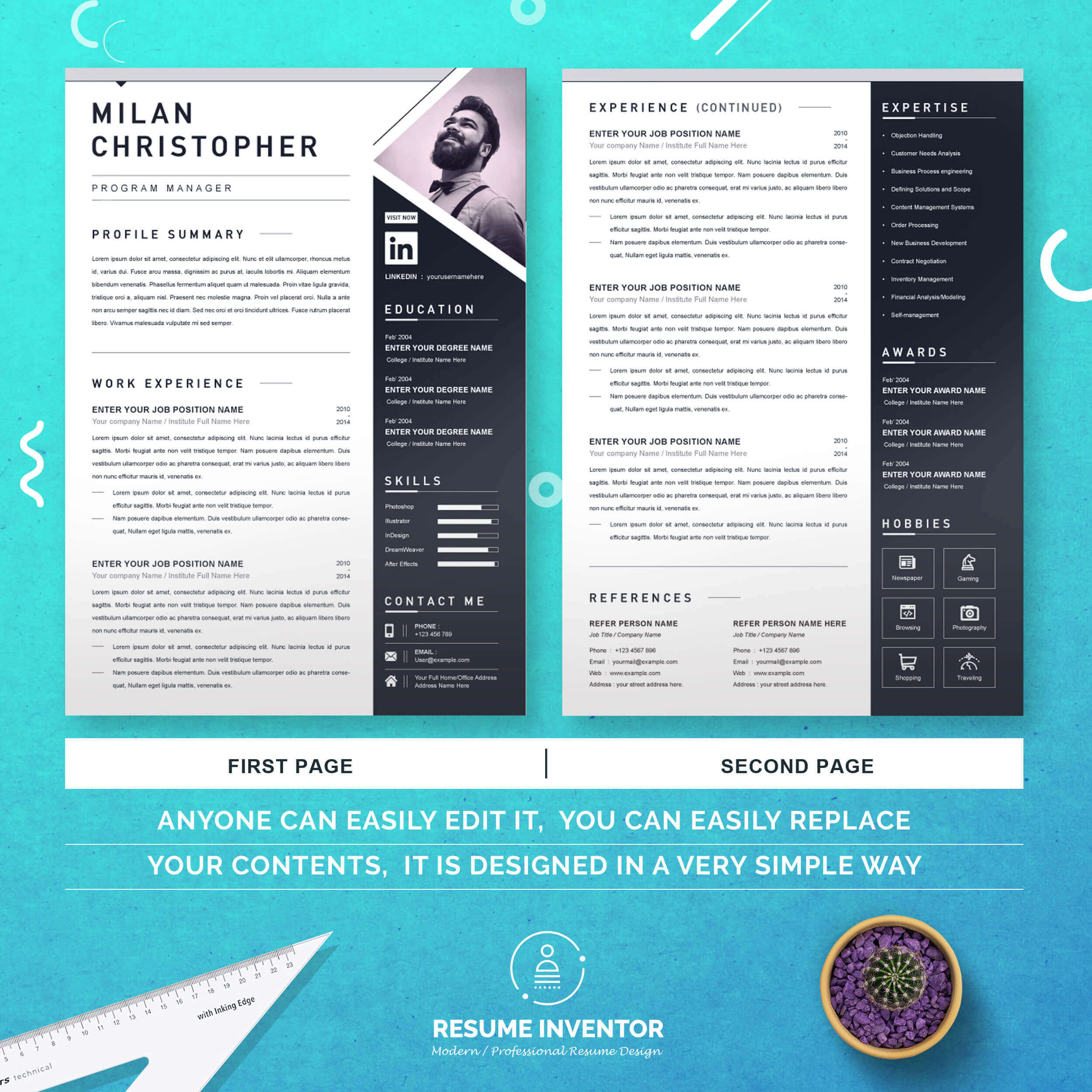 Program Manager Resume Template | Classic Resume & CV Template preview image.