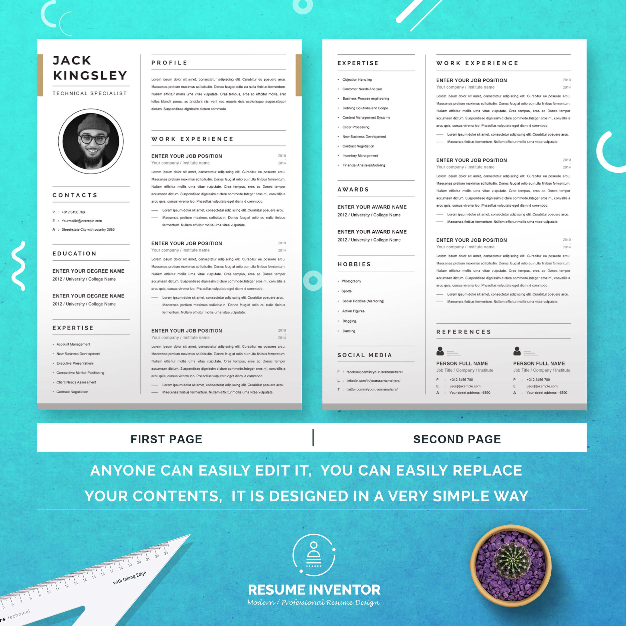 Technical Specialist CV Template | CV Template preview image.