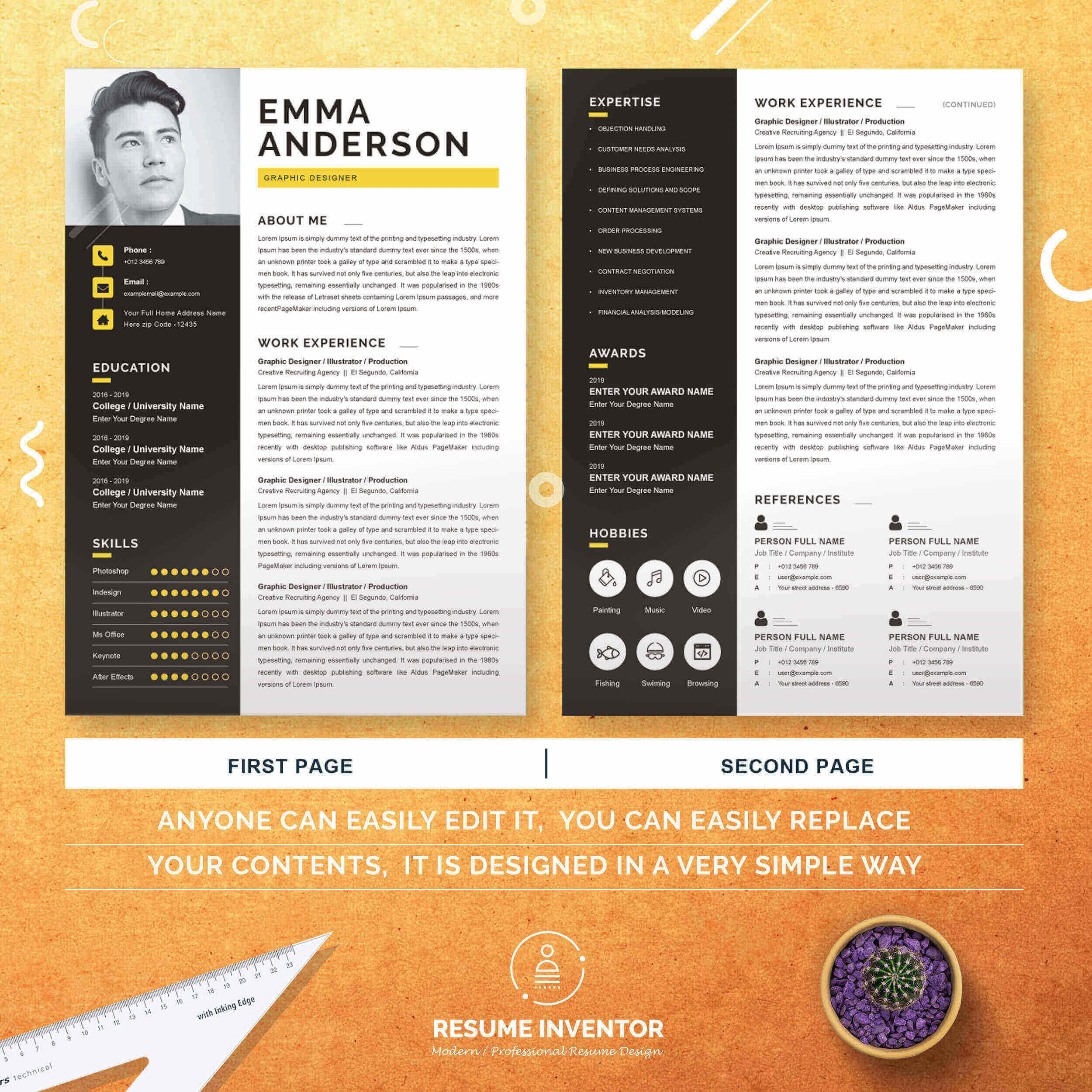 Graphic Design Resume Template | Creative Professional Resume Template preview image.