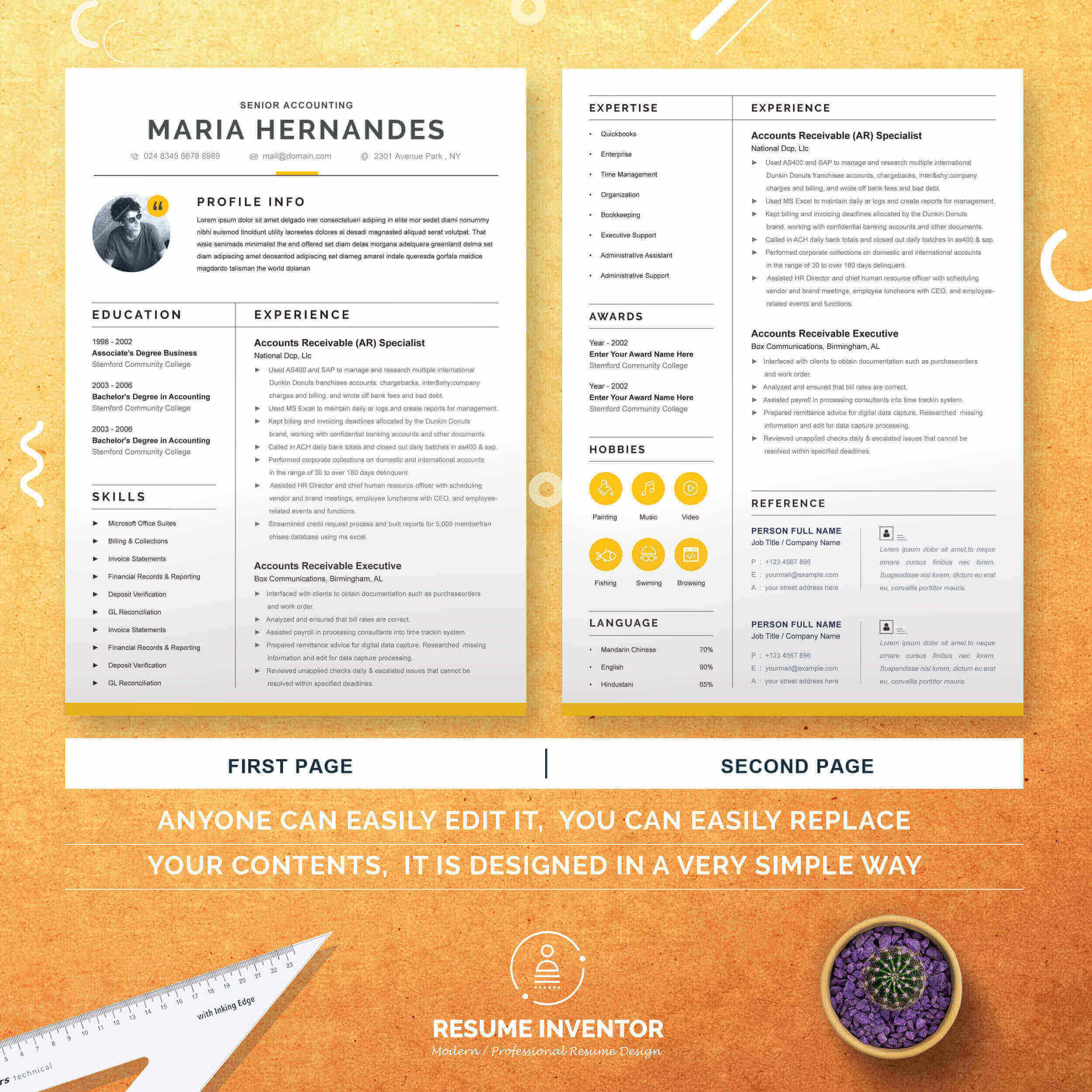 Senior Accounting CV Template | Resume Template preview image.