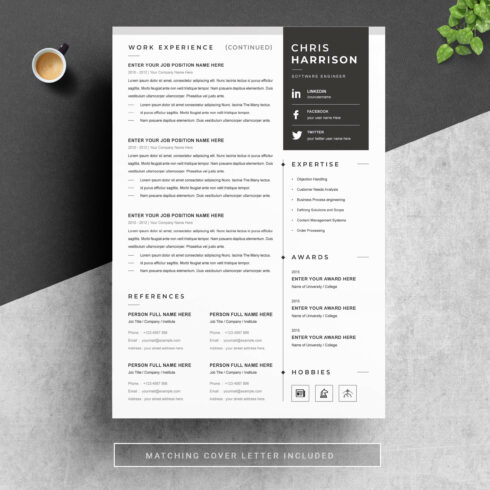 Software Engineer CV Template | Modern Resume Free Template - MasterBundles