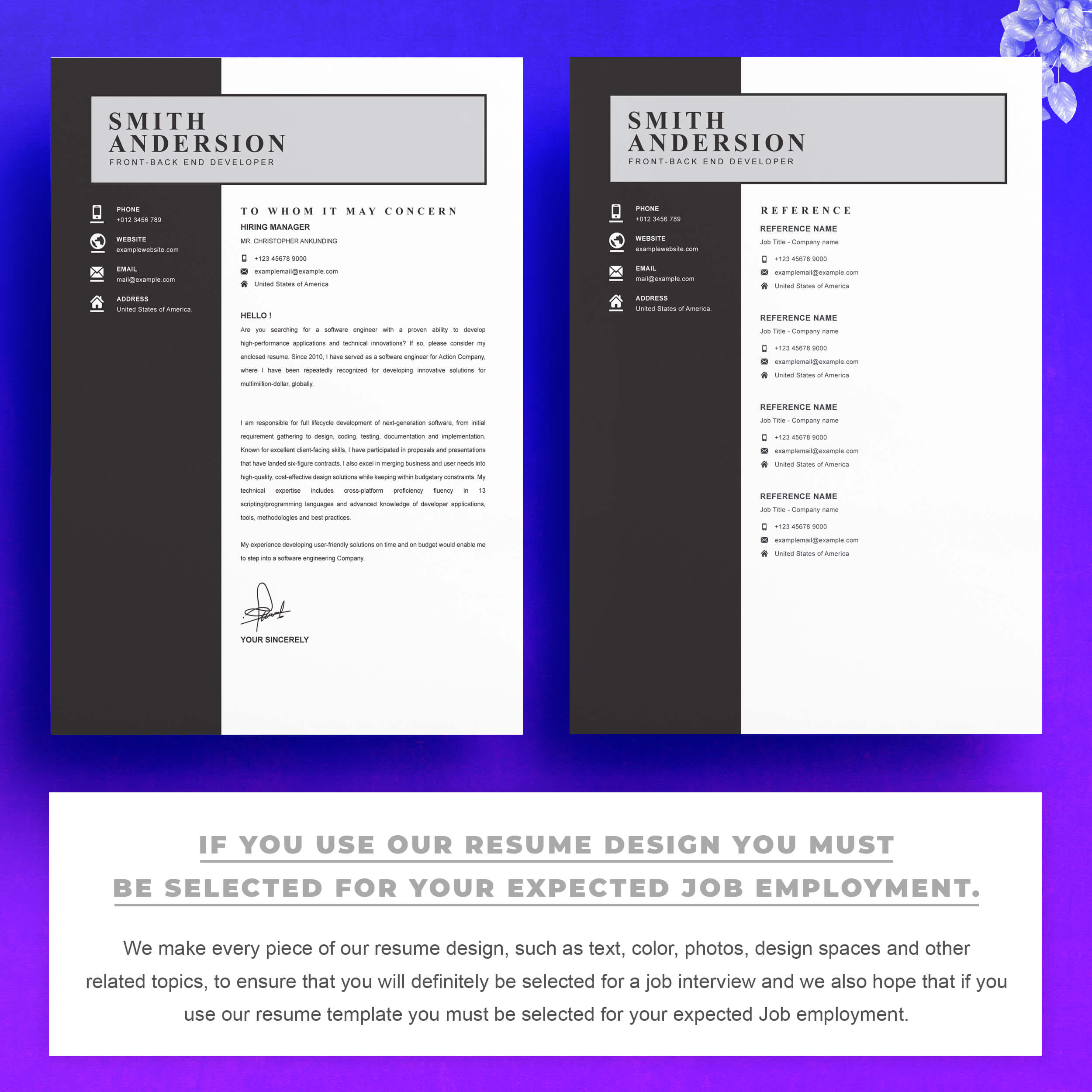 03 2 pages free resume design template 1 744