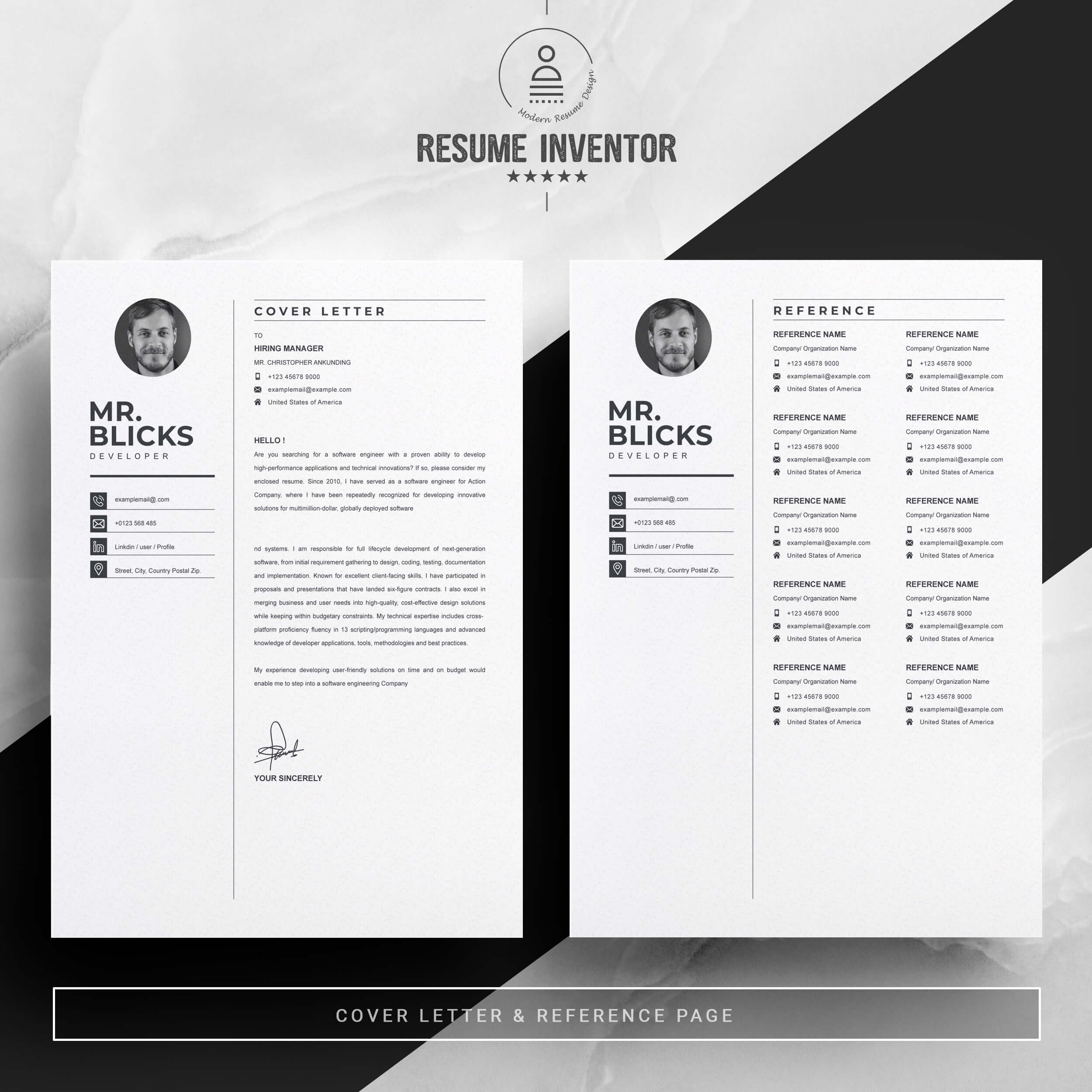 03 2 pages free resume design template 2 262