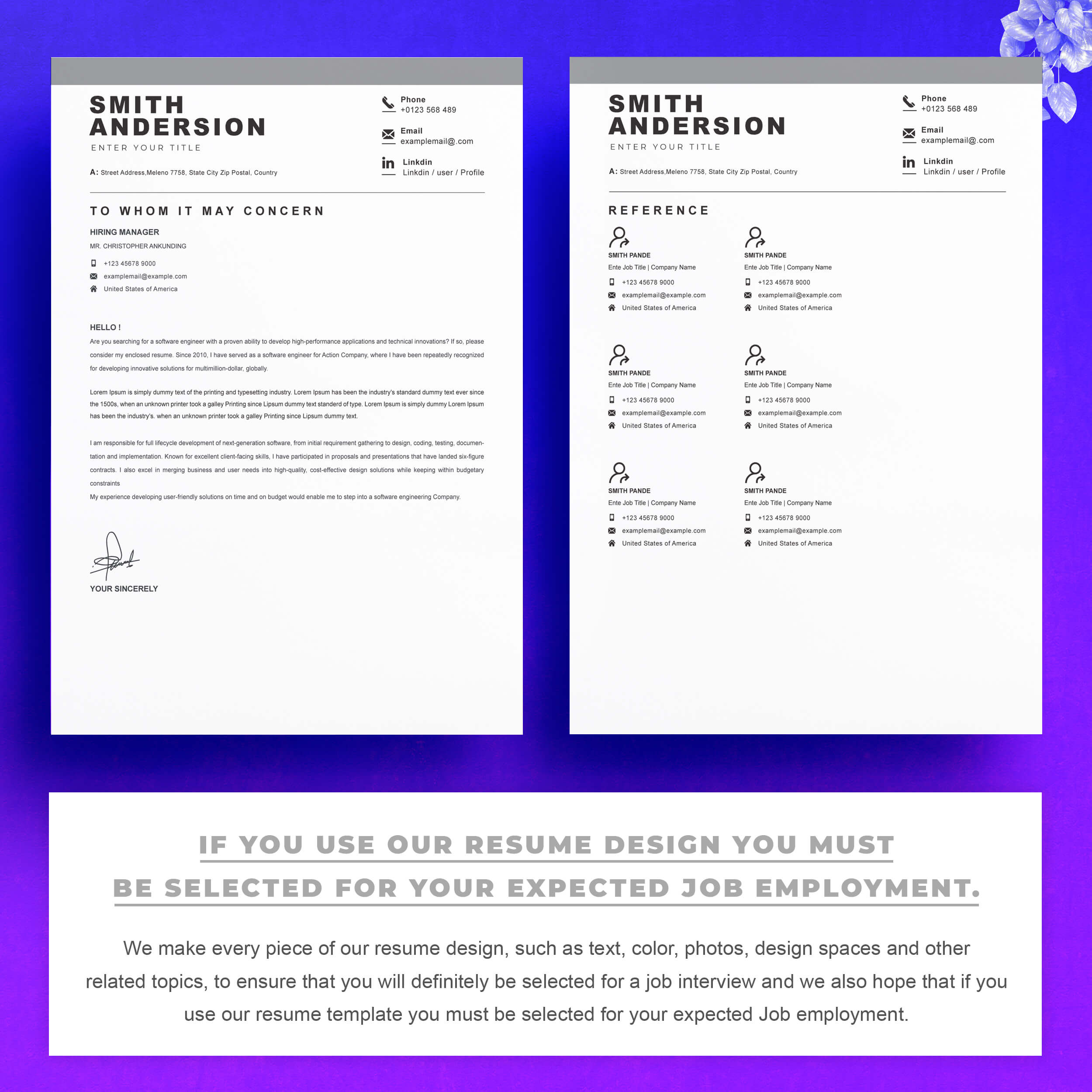 03 2 pages free resume design template 3 285