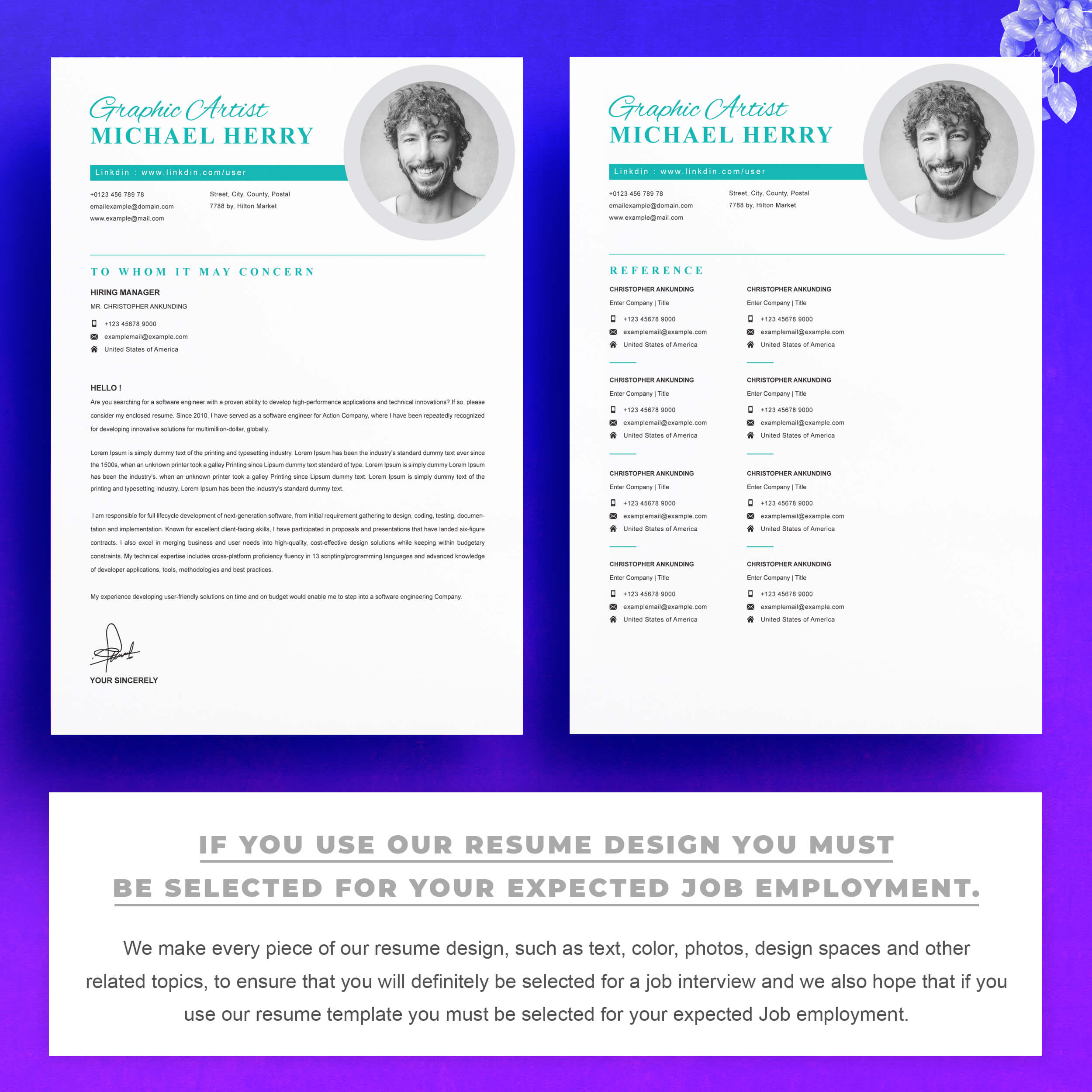 03 2 pages free resume design template 5 301